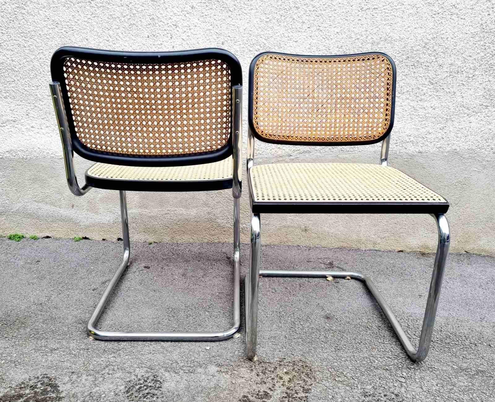 Bauhaus Pair of Mid Century Cesca Chairs by Gavina, Design Marcel Breuer, Italy 60s For Sale