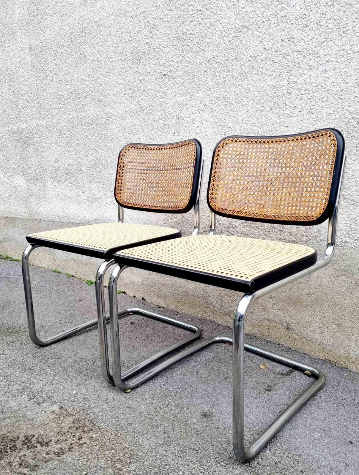 Pair of Mid Century Cesca Chairs by Gavina, Design Marcel Breuer, Italy 60s For Sale 2