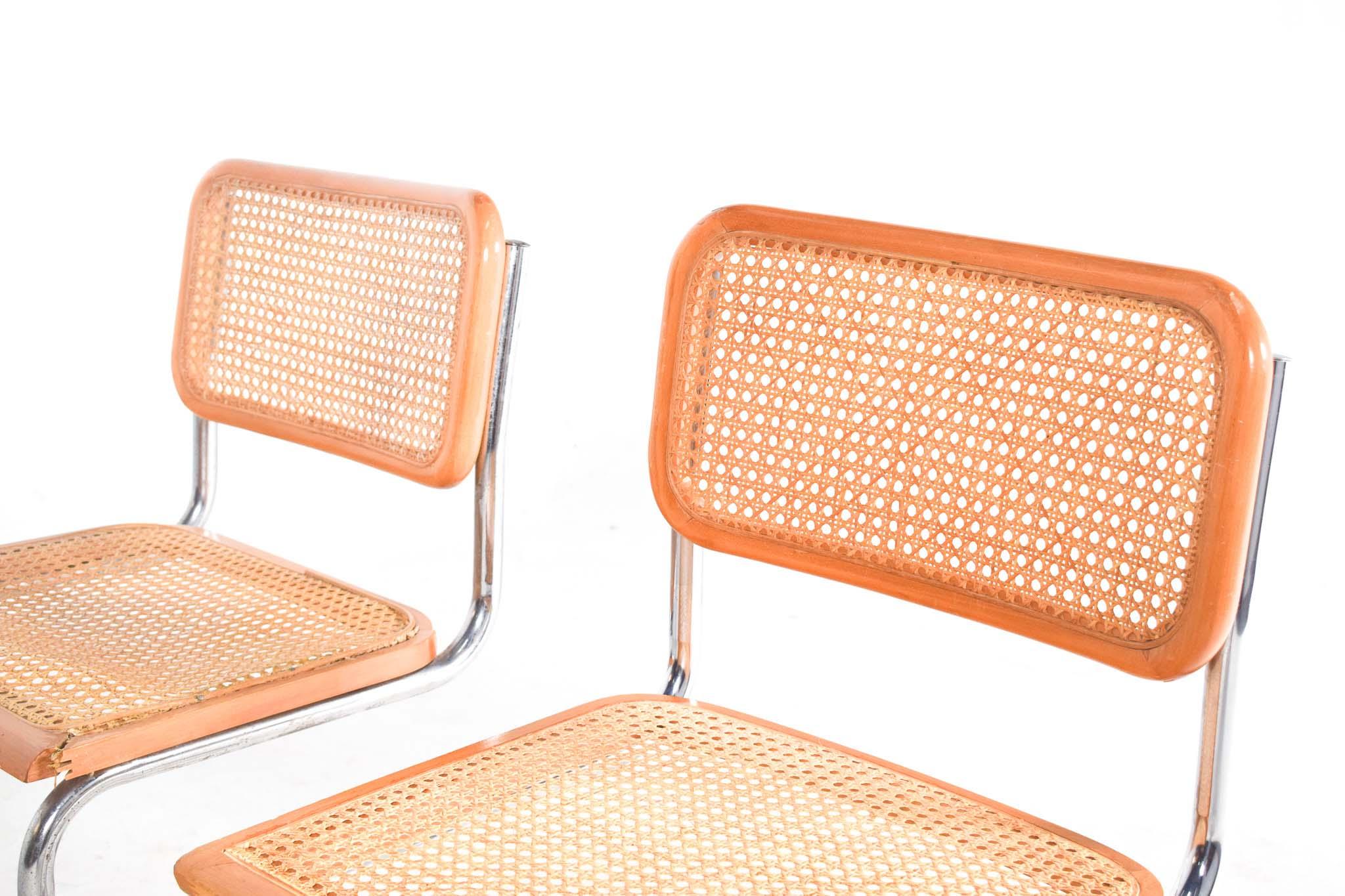 Italian Pair of Mid-Century Cesca Dining Chairs by Marcel Breuer for Knoll For Sale