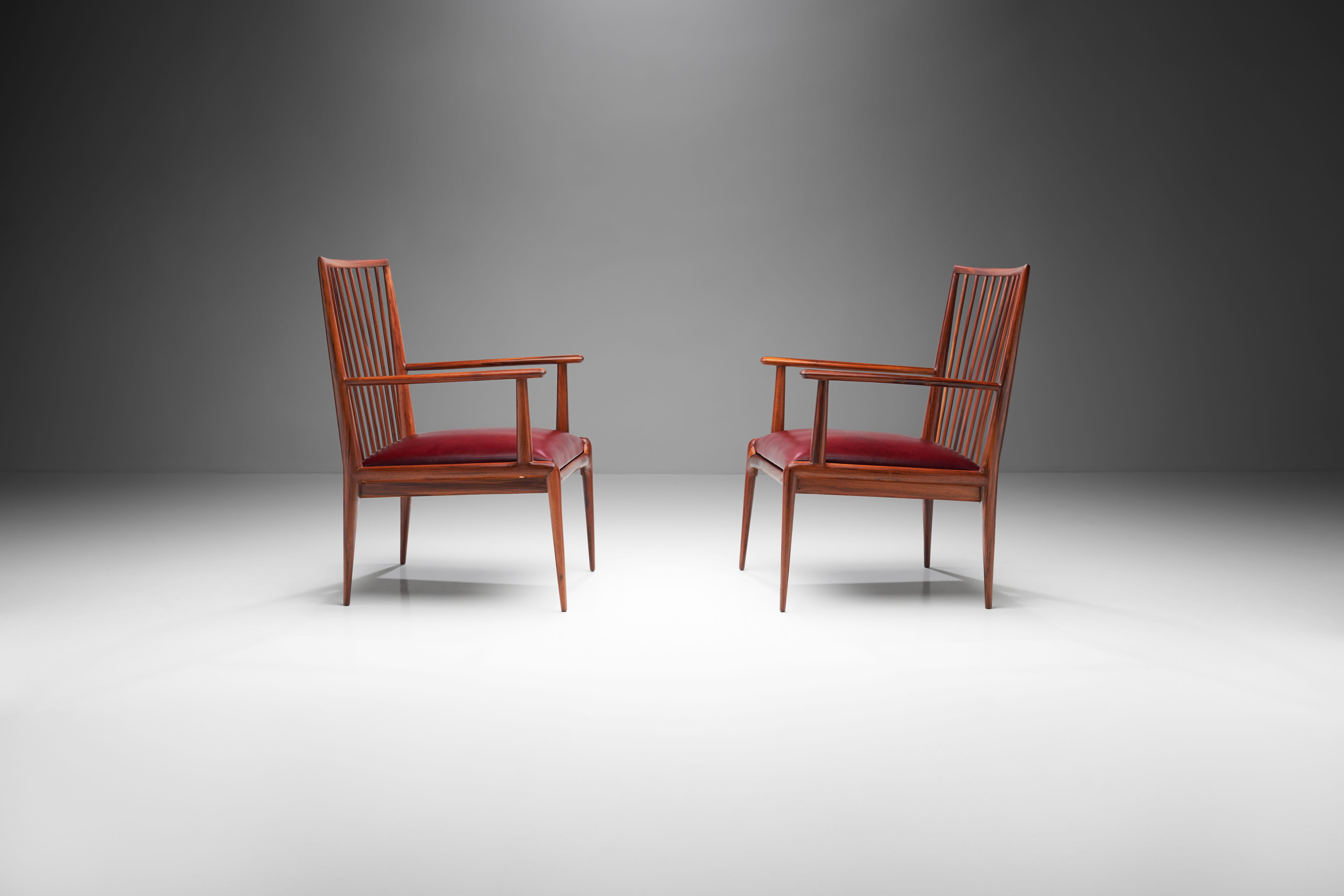 Brazilian Pair of Mid-Century Chairs by Branco & Preto 'Attr.', Brazil, 1950s For Sale