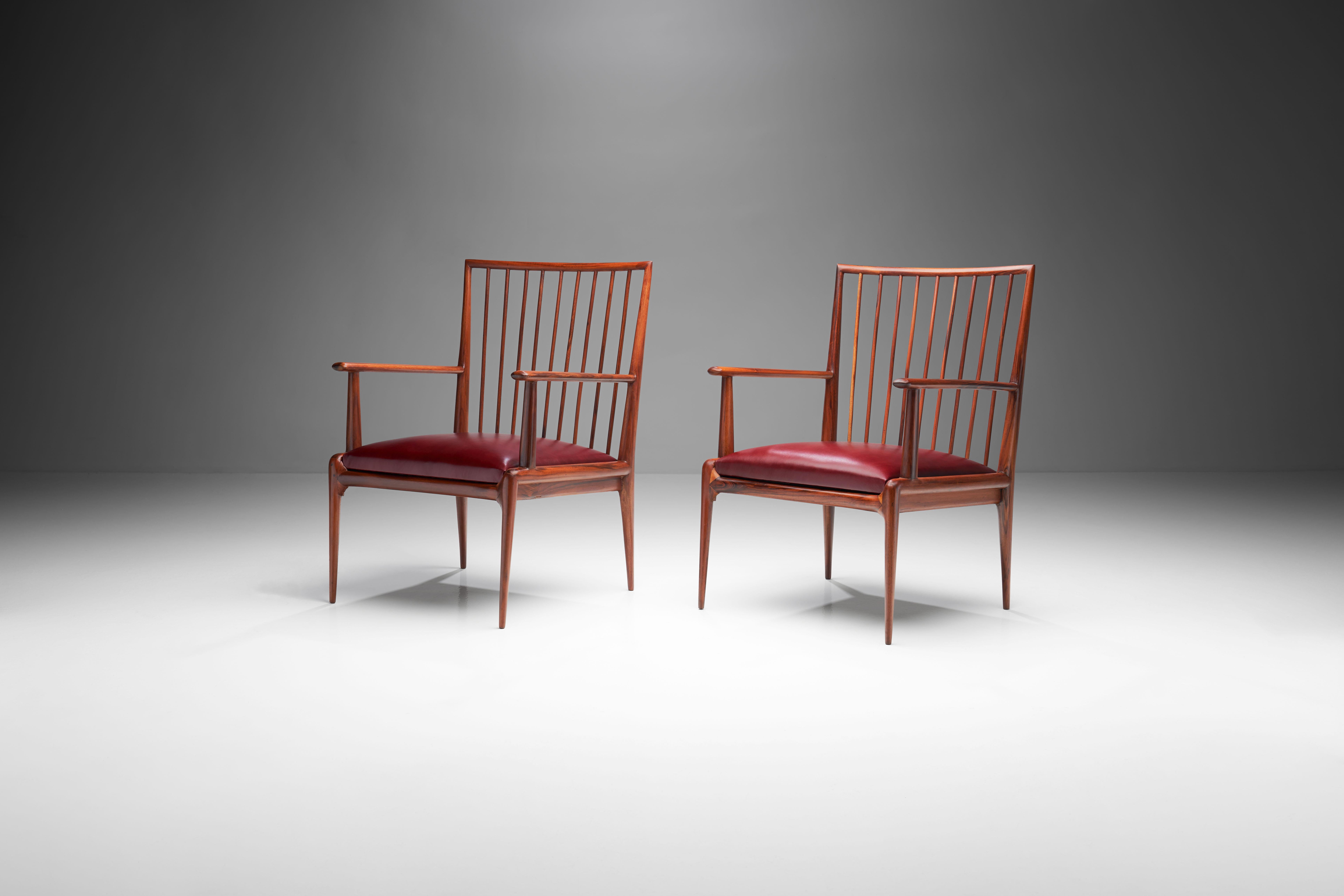 Ein Paar Stühle aus der Mitte des Jahrhunderts von Branco & Preto 'Attr.', Brasilien, 1950er Jahre (20. Jahrhundert) im Angebot
