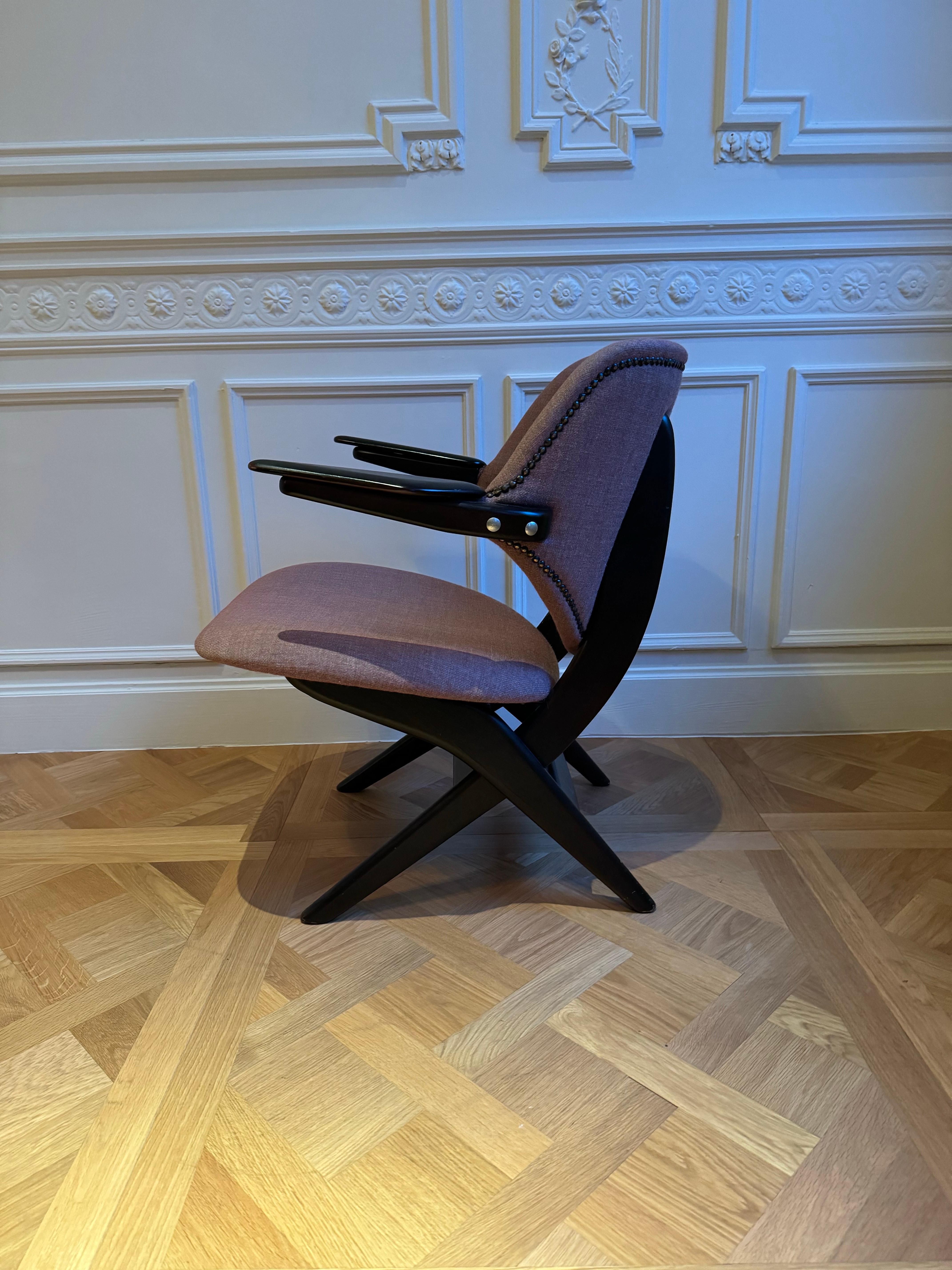 Pair of mid century chairs by Louis Vandel Teeffelen for Webe For Sale 9
