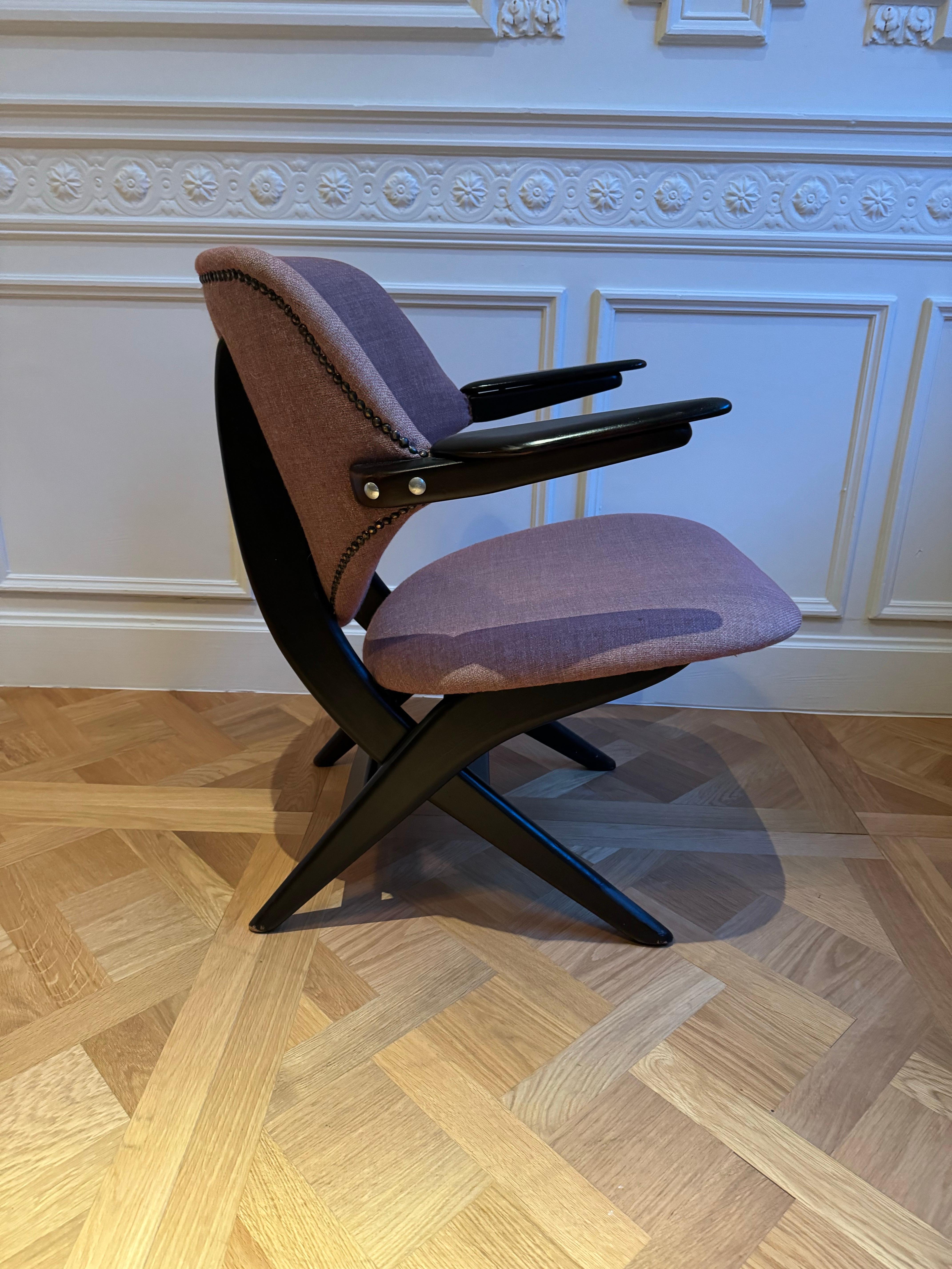 Pair of mid century chairs by Louis Vandel Teeffelen for Webe For Sale 11