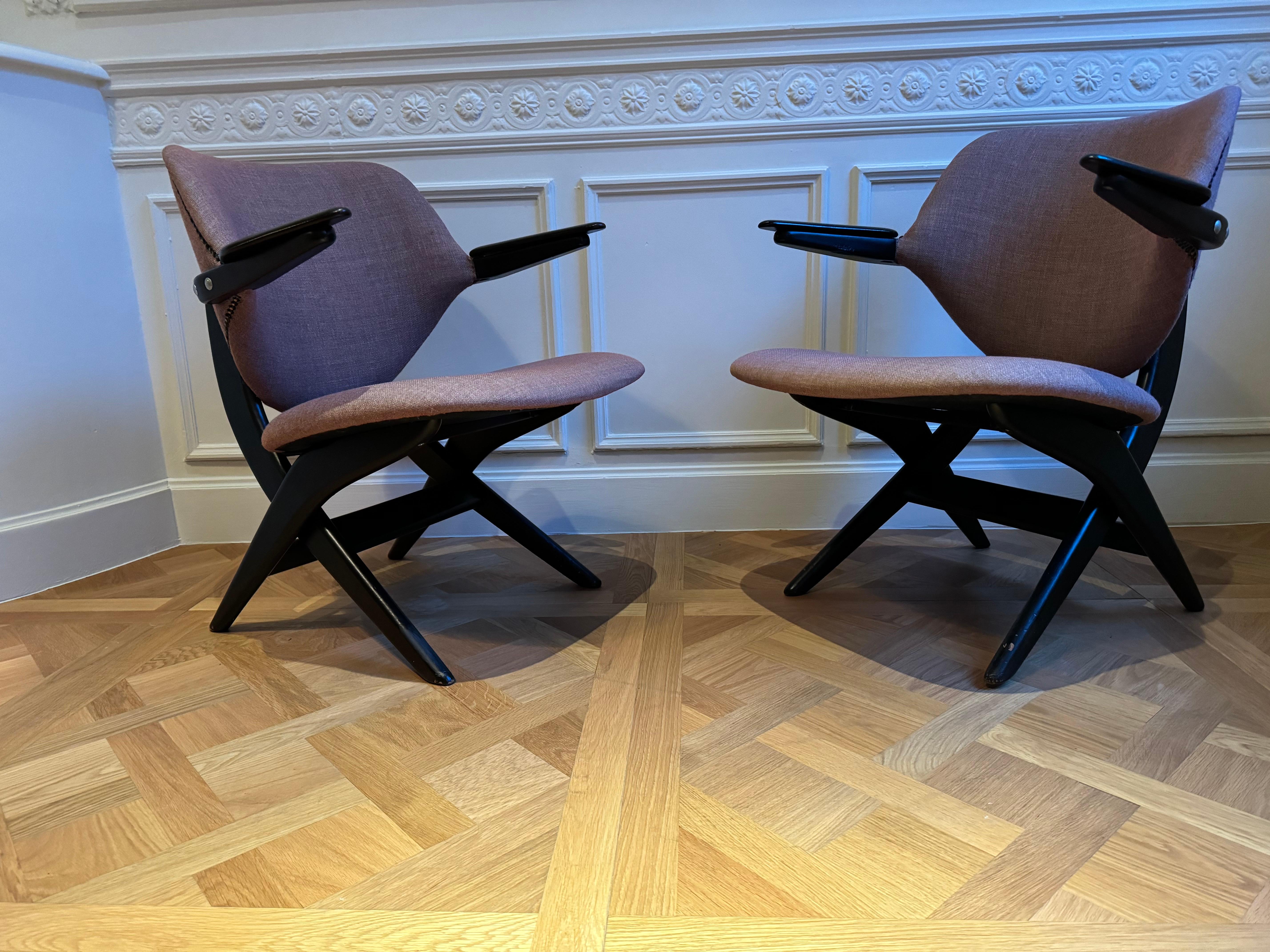 Pair of mid century chairs by Louis Vandel Teeffelen for Webe For Sale 13