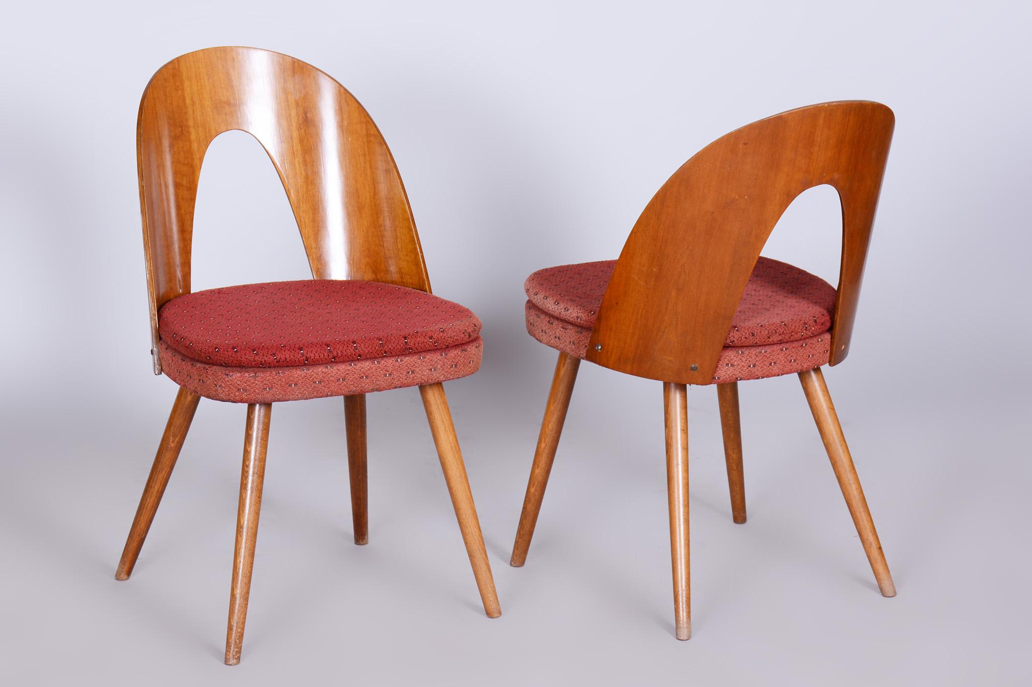 Fabric Pair of Mid-Century Chairs Designed by Antonin Suman, 1950s, Czechia For Sale