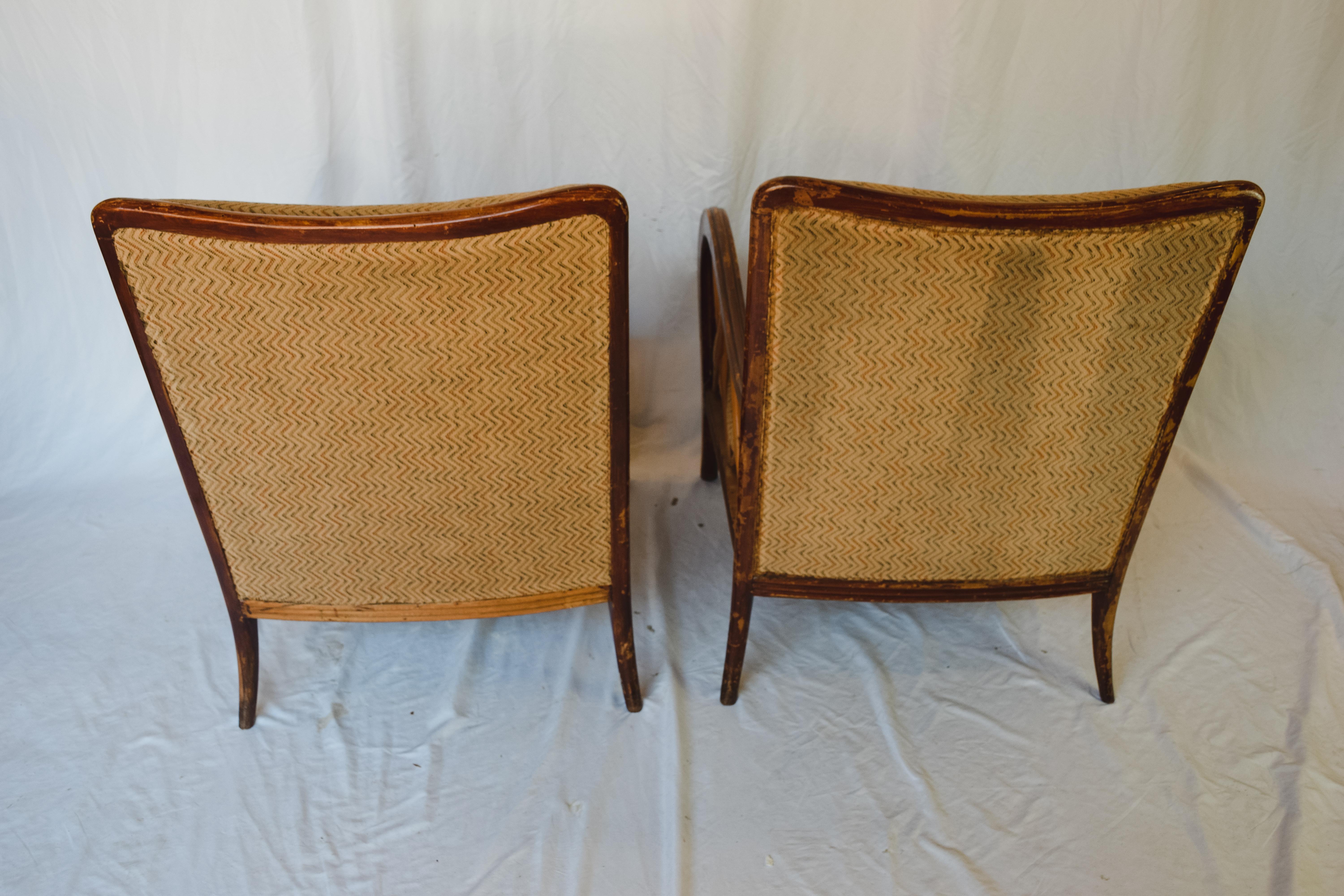 Upholstery Pair of Mid Century Chairs For Sale