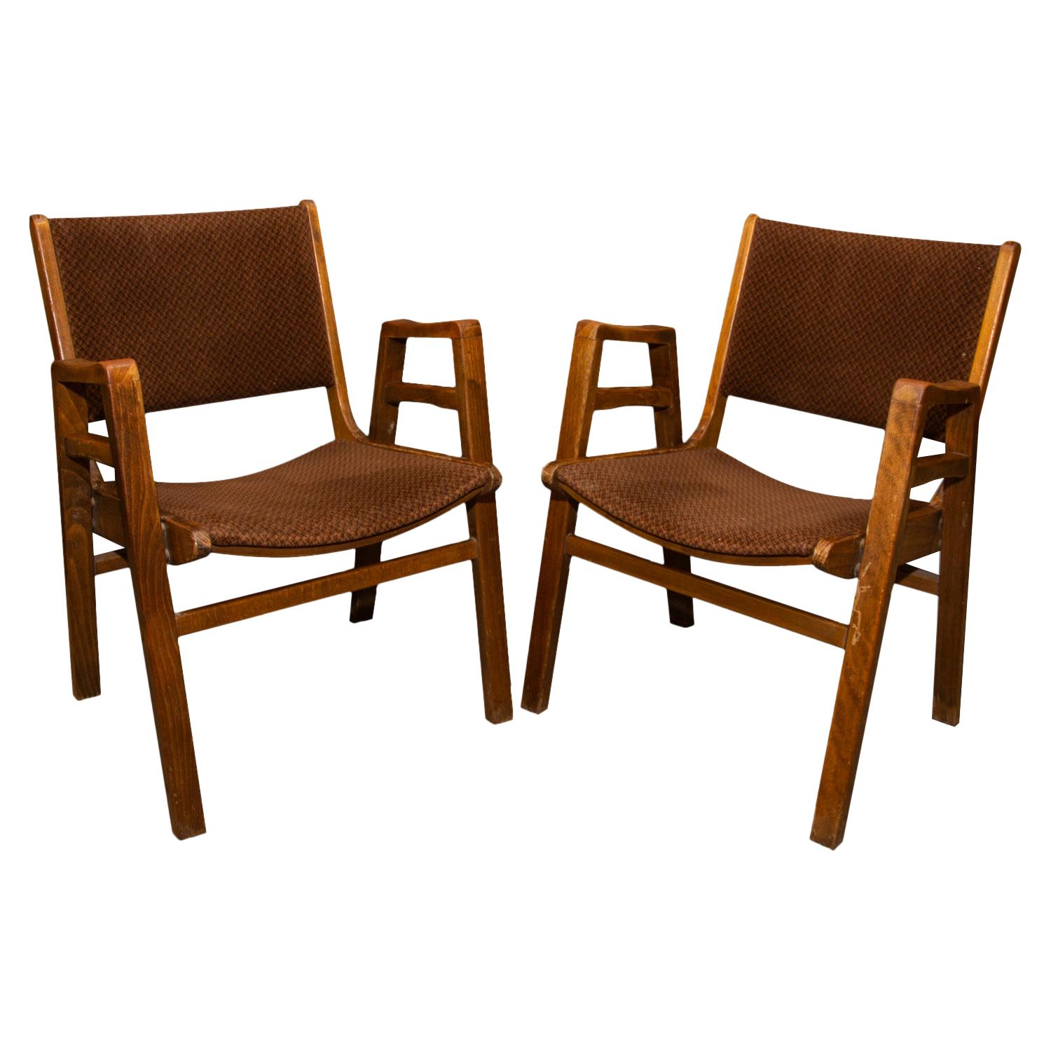 Paire de chaises du milieu du siècle par František Jirák:: Tchécoslovaquie