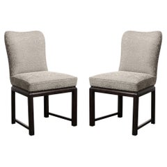 Pair of Midcentury Chairs in Ebonized Walnut Base W/ Holly Hunt Fabric