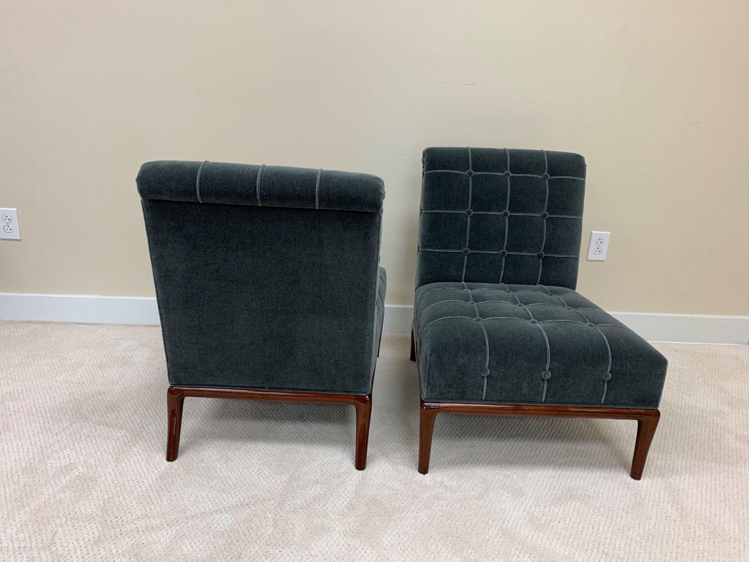 20th Century Pair of Mid Century Modern Chairs in the Style of Robsjohn-Gibbings in  Mohair