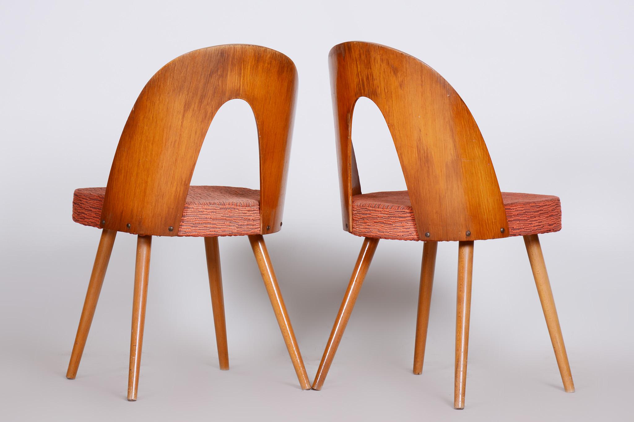 Fabric Pair of Mid Century Chairs Made in 1950s Czechia, Designed by Antonín Šuman For Sale