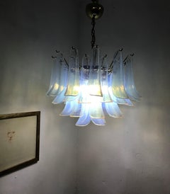Pair of Midcentury Chandelier, La Murrina in Opalescent Murano Glass, circa 1970