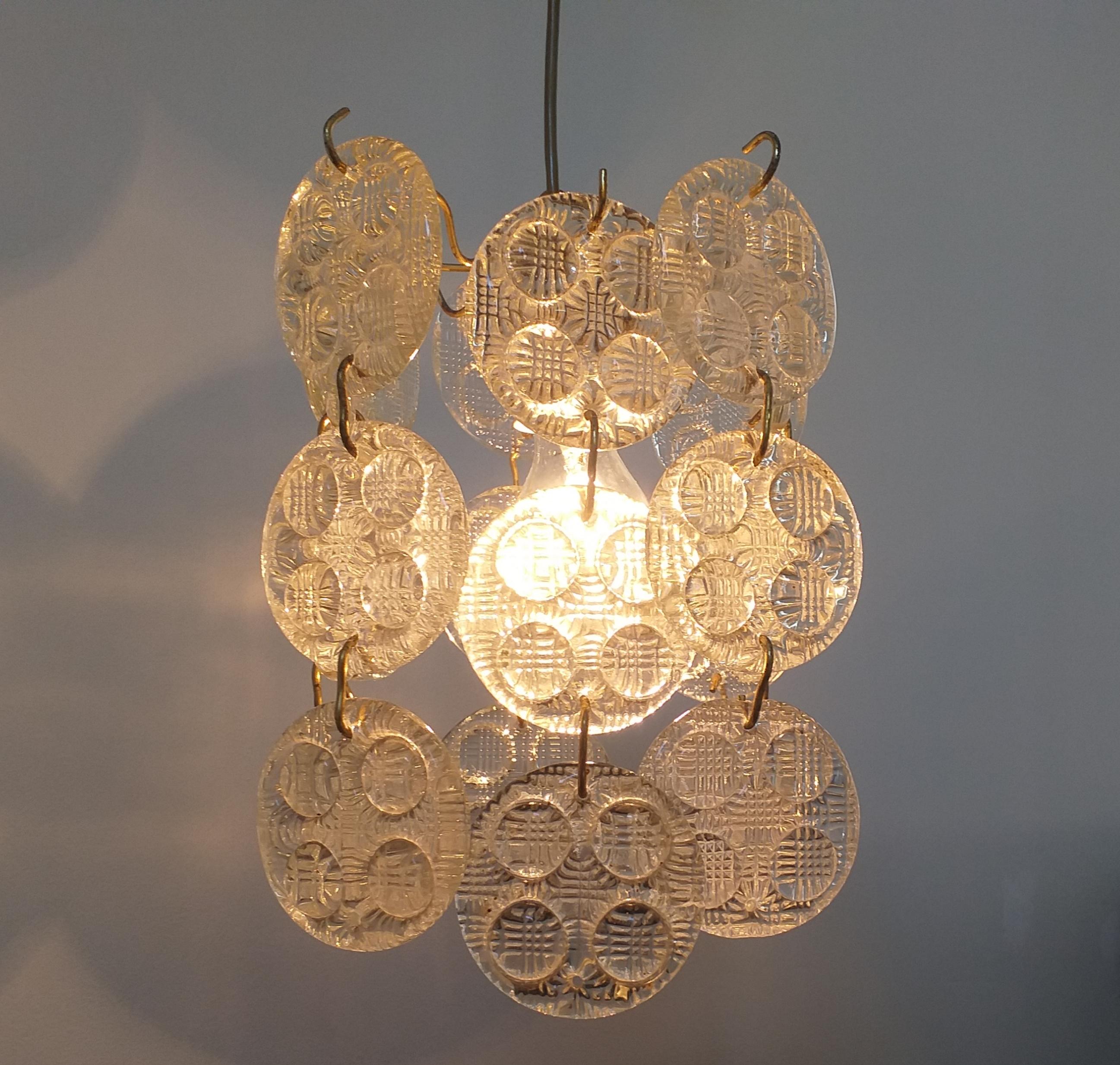 Glass Pair of Mid Century Chandeliers or Pendants, 1960s For Sale