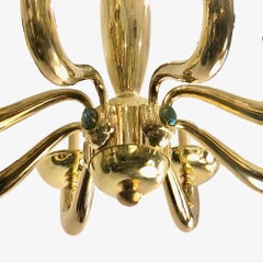 Pair of Midcentury Chandeliers with Glass Scarabs, Sold Individually