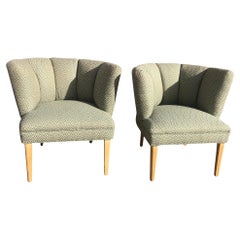 Pair of Mid Century Channel Back Lounge Chairs