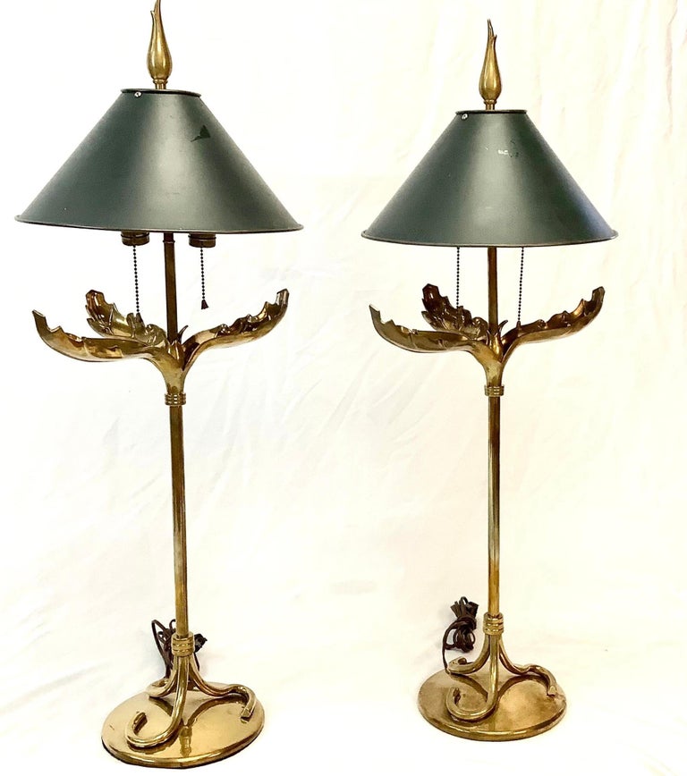 Pair of Mid-Century Chapman Brass Palm Le…