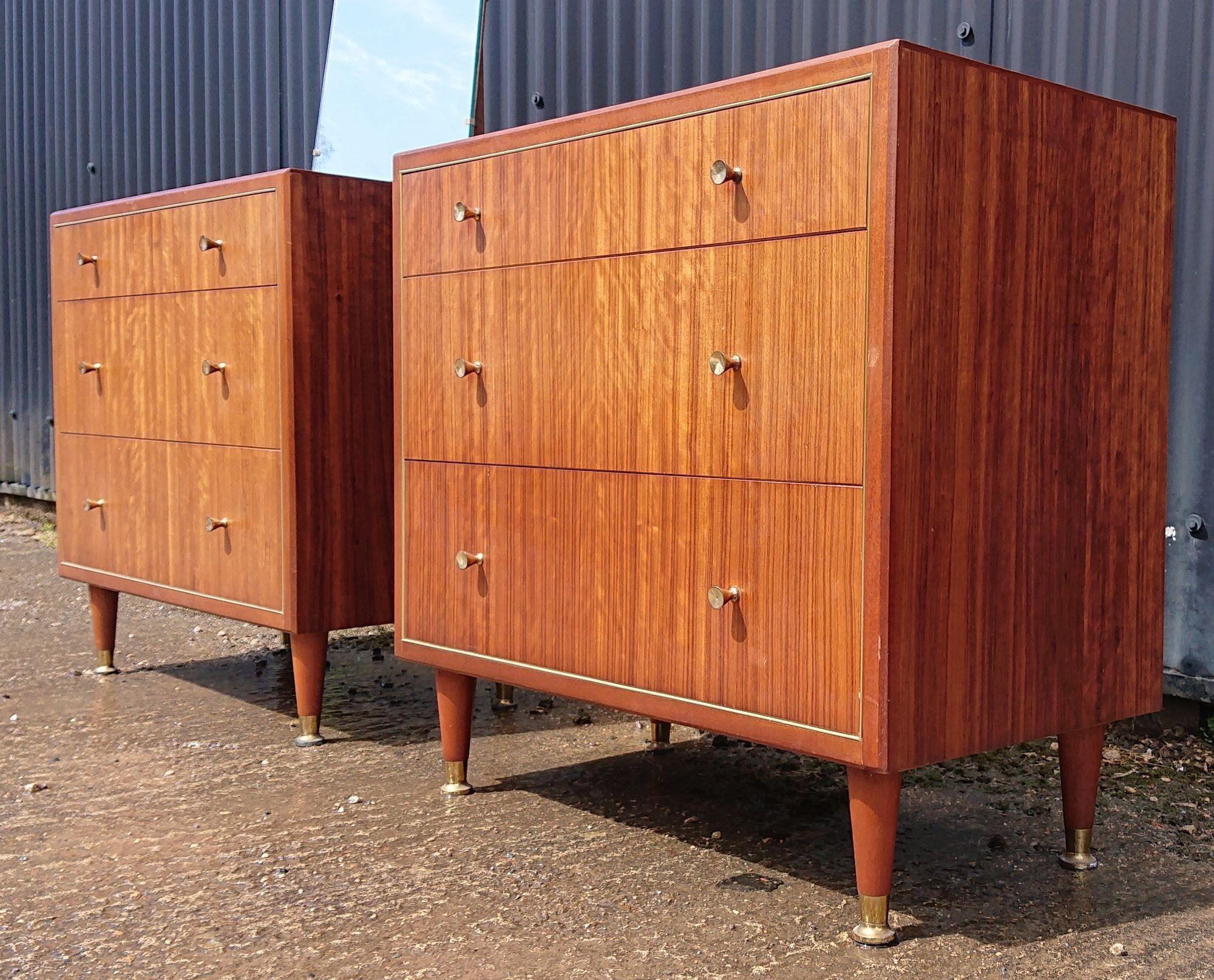 Pair of Mid Century Chests of Drawers by Herbert E Gibbs In Good Condition For Sale In Gloucestershire, GB