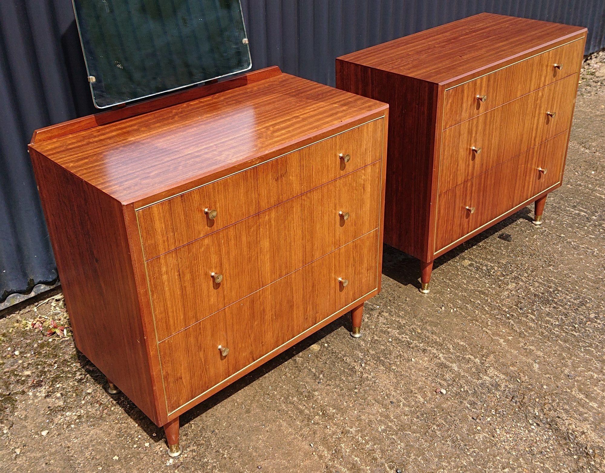 Wood Pair of Mid Century Chests of Drawers by Herbert E Gibbs For Sale