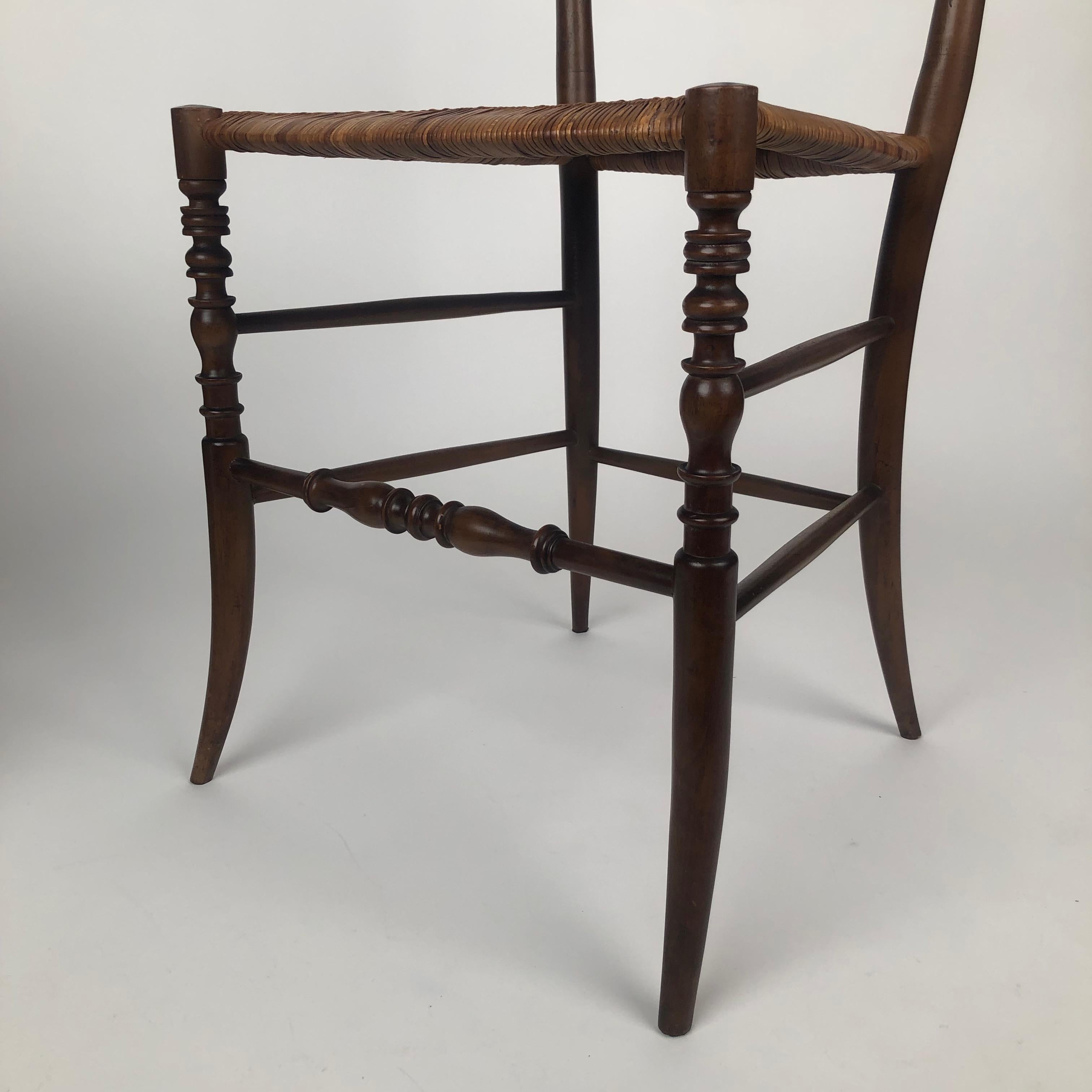 Pair of Mid-Century Chiavari Chairs with Cane Seat For Sale 11
