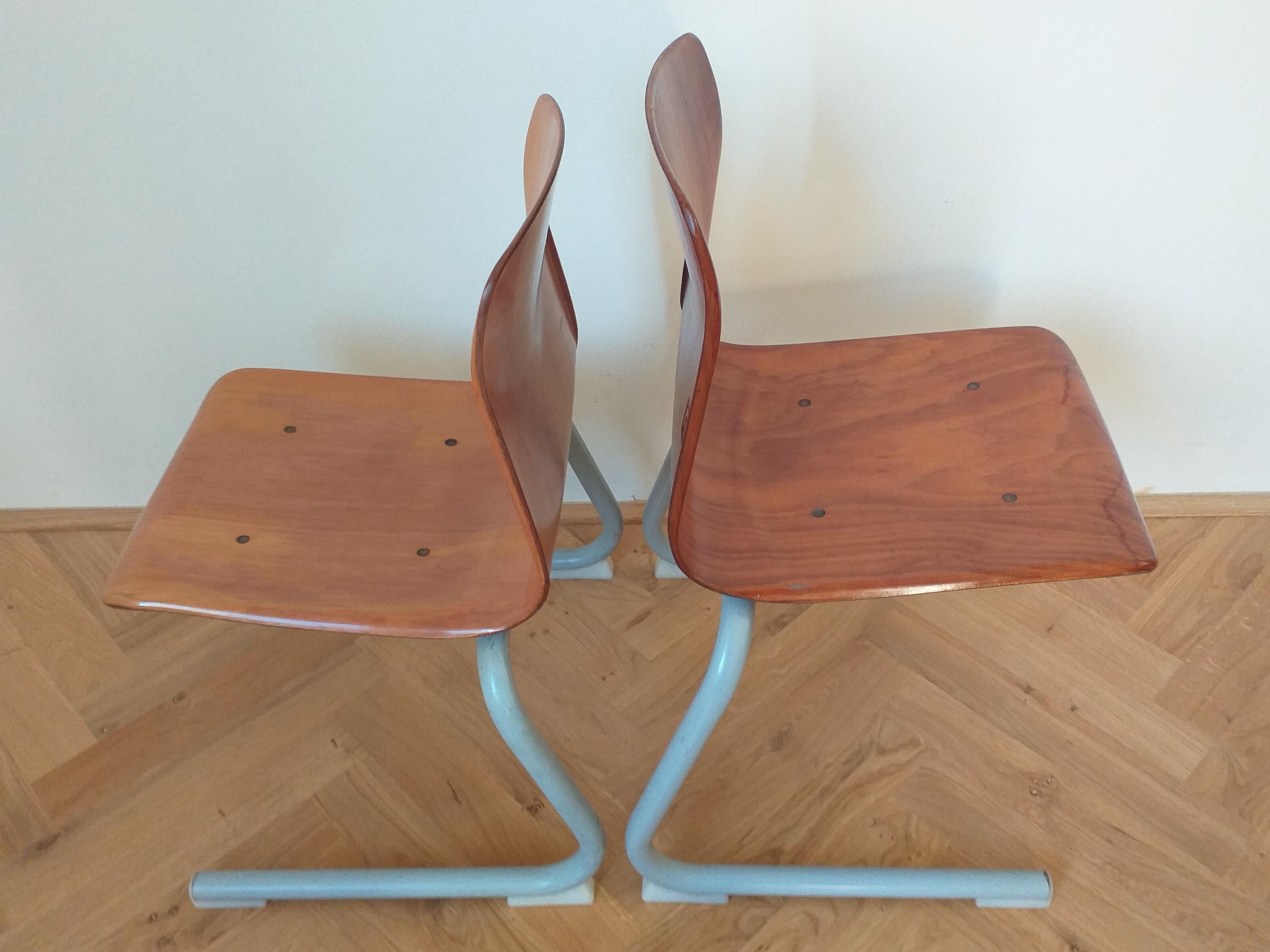 Mid-Century Modern Pair of Midcentury Children / School Chairs Pagholz, Elmar Flötotto, 1980s For Sale