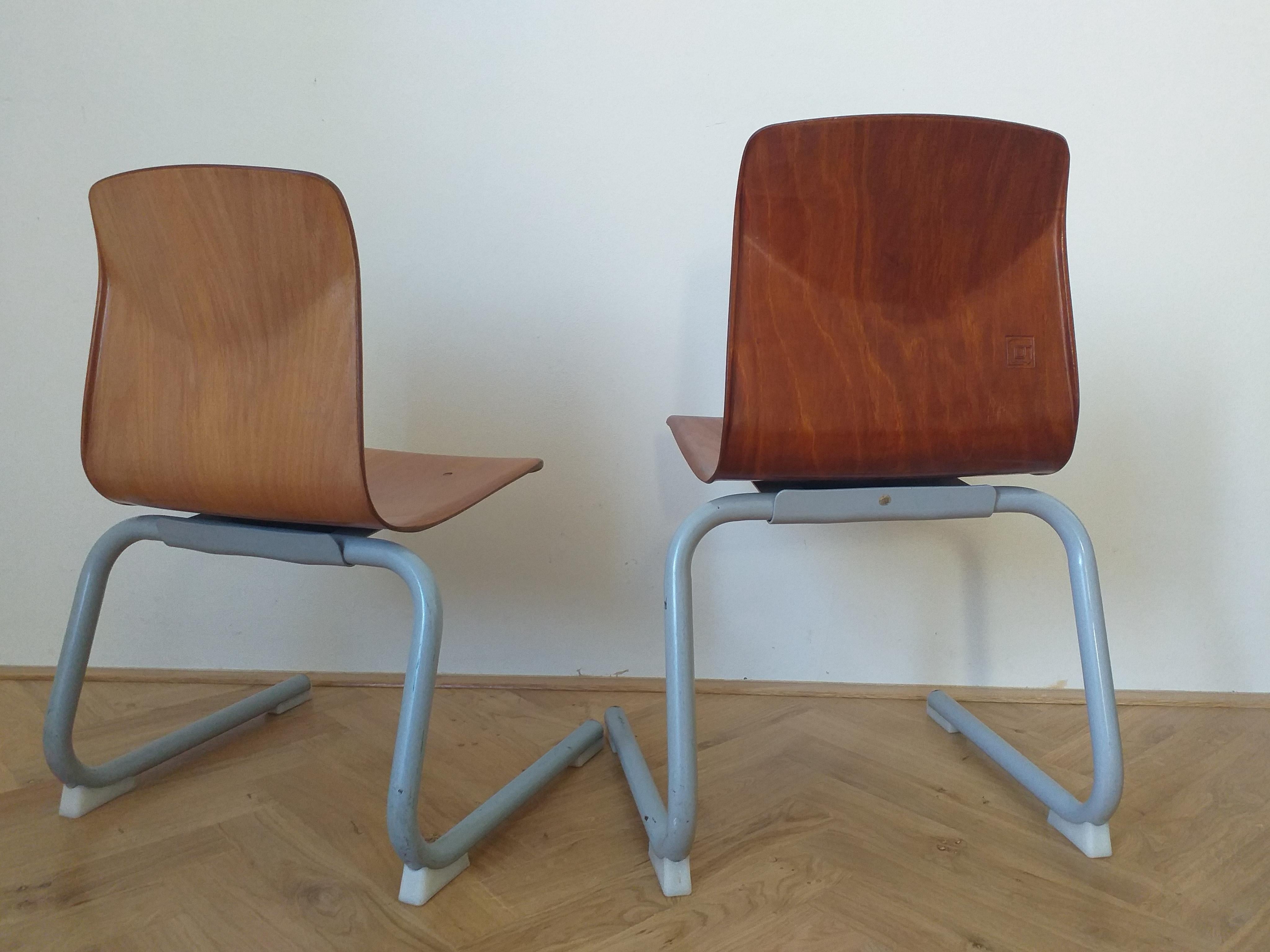 German Pair of Midcentury Children / School Chairs Pagholz, Elmar Flötotto, 1980s For Sale