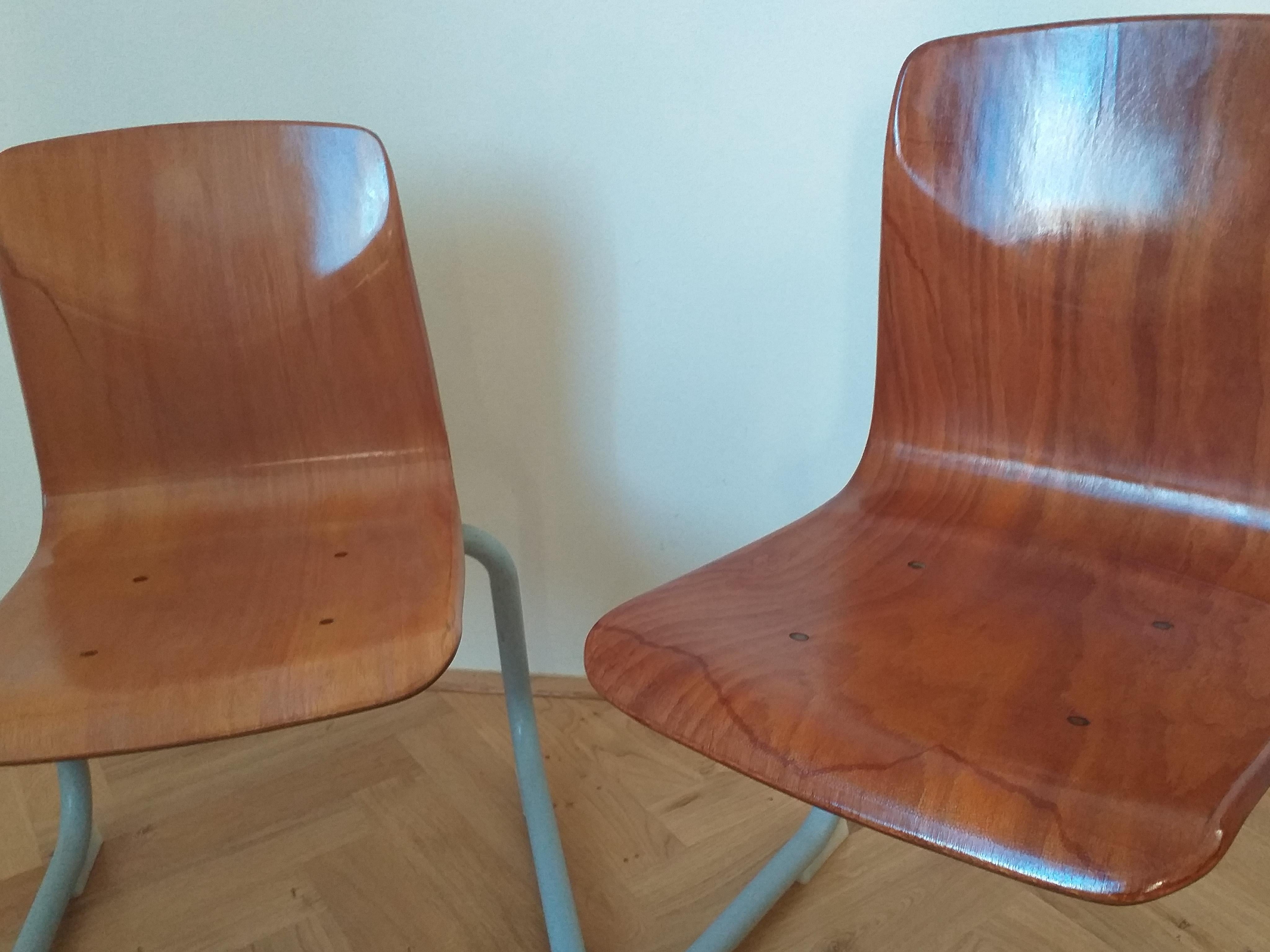 Late 20th Century Pair of Midcentury Children / School Chairs Pagholz, Elmar Flötotto, 1980s For Sale