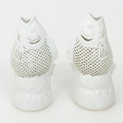 Pair of Midcentury Chinese Blanc De Chine Fish