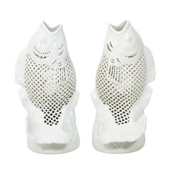 Pair of Midcentury Chinese Blanc De Chine Fish