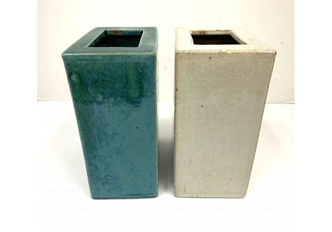 20th Century Pair Of Mid Century Chinese Pillow Vases For Ikebana For Sale