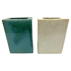 Pair Of Mid Century Chinese Pillow Vases For Ikebana