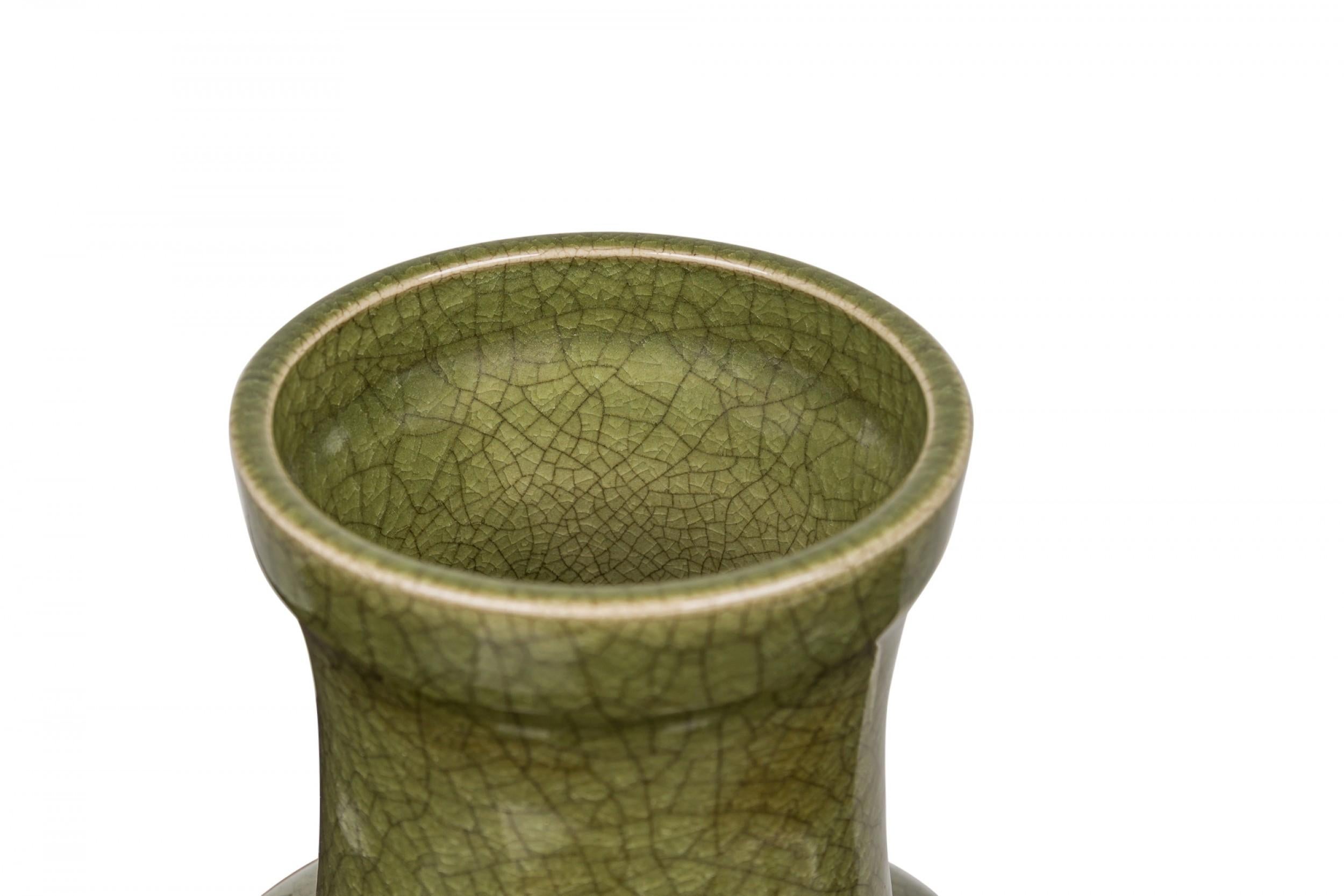 Mid-Century Modern Pair of Midcentury Chinese Porcelain Green Crackle Glazed Ginger Jars
