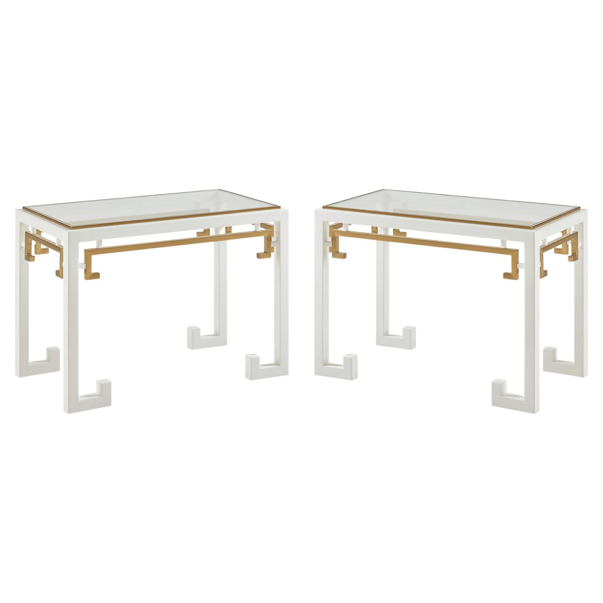 Pair of Midcentury Chinoiserie End Tables For Sale