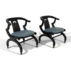 Pair of Mid-Century Chinoiserie Ming Style Horseshoe Back Chairs