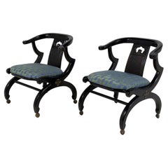 Pair of Mid-Century Chinoiserie Ming Style Horseshoe Back Chairs
