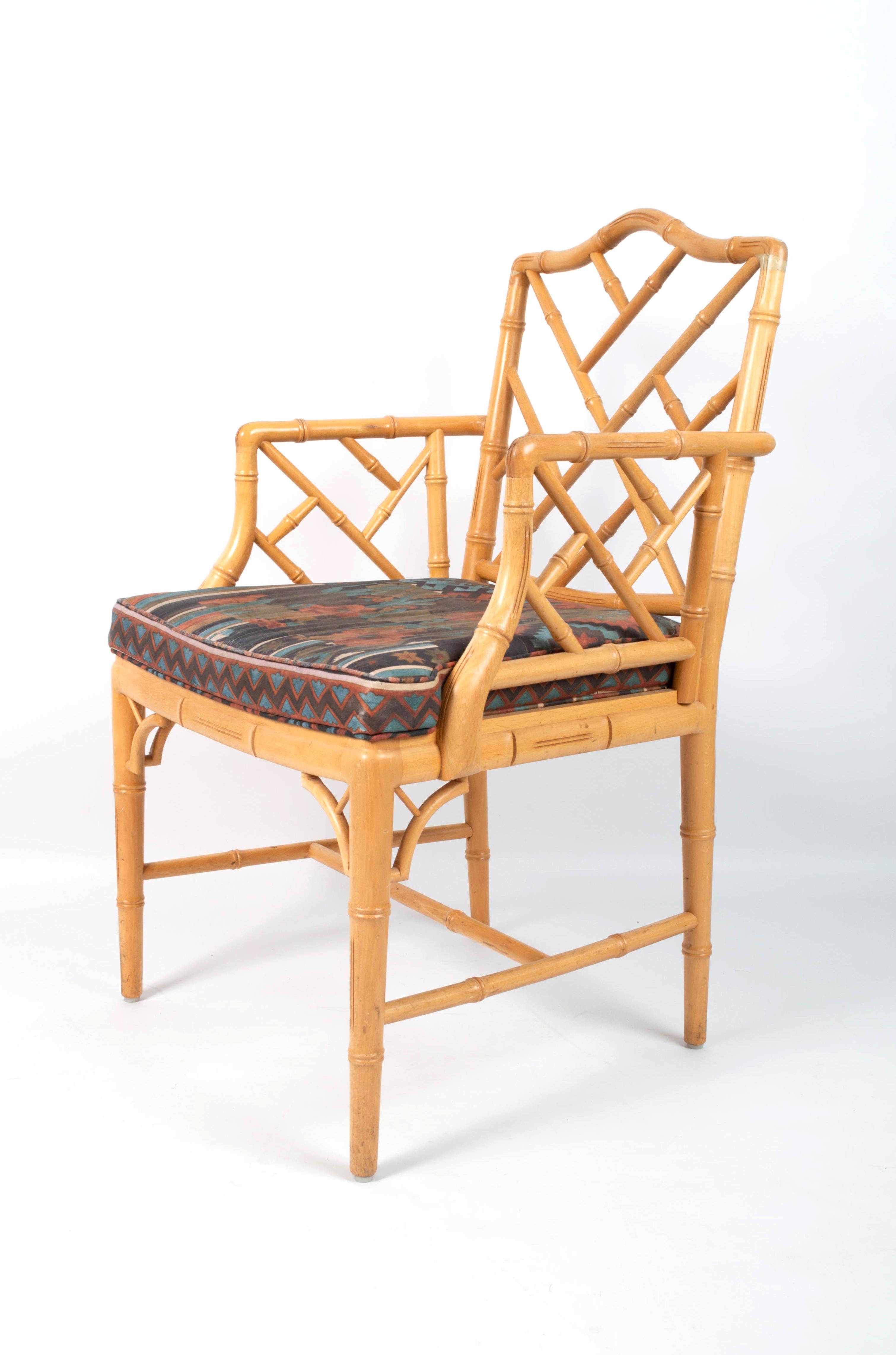 Pair of Mid Century Chippendale Style Faux Bamboo Armchairs, England, C.1970 For Sale 4