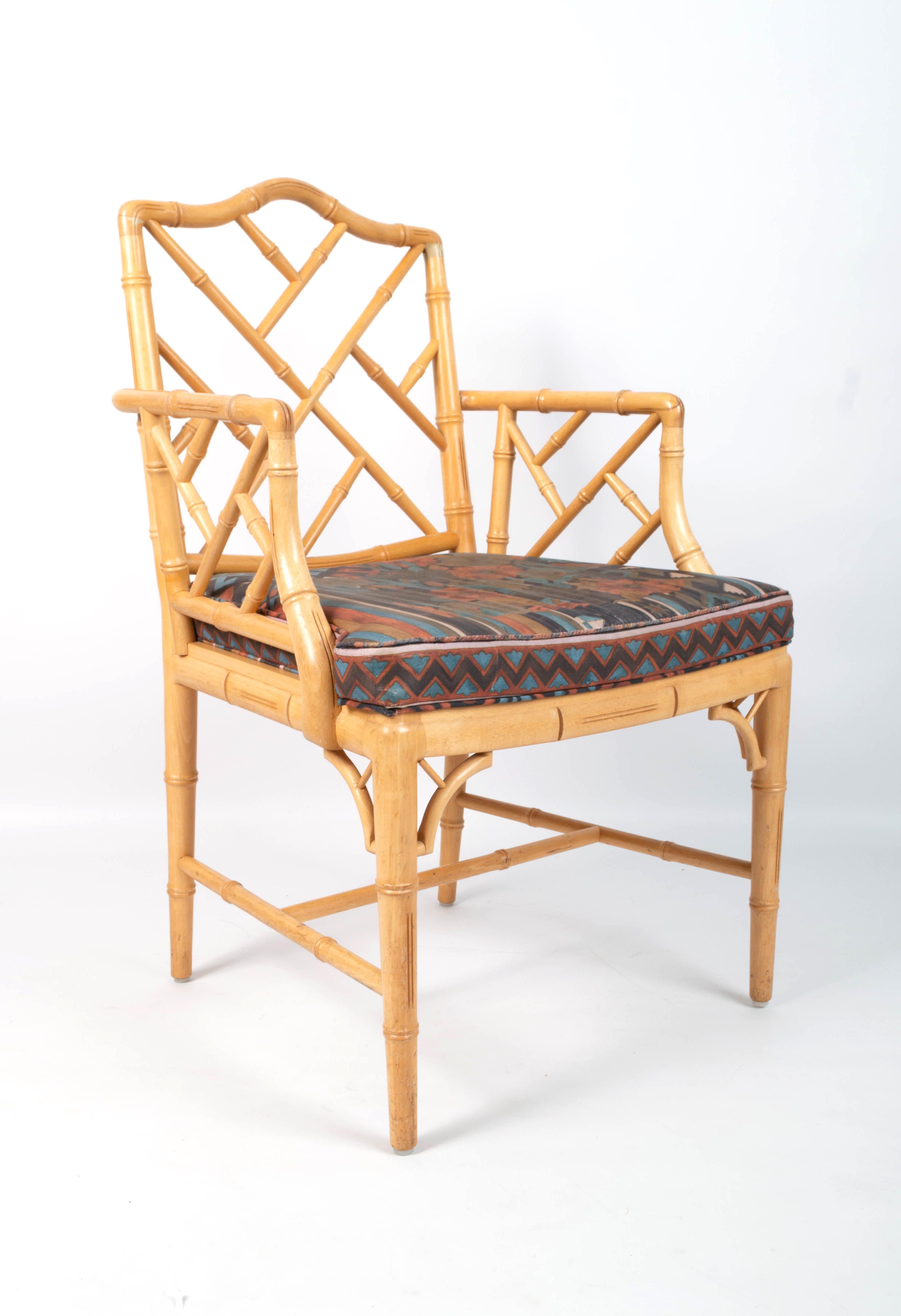 Pair of Mid Century Chippendale Style Faux Bamboo Armchairs, England, C.1970 For Sale 5