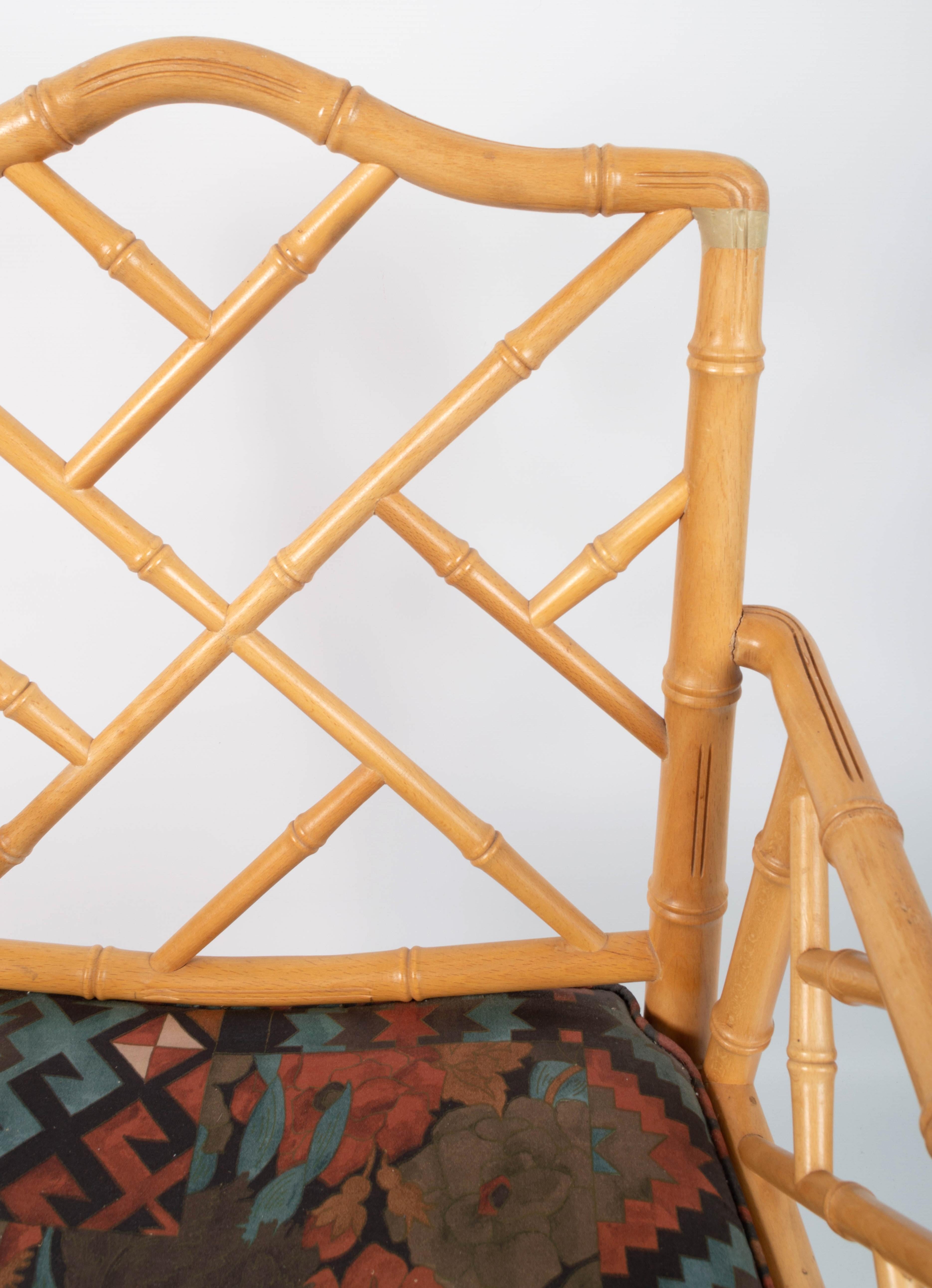 Pair of Mid Century Chippendale Style Faux Bamboo Armchairs, England, C.1970 For Sale 6