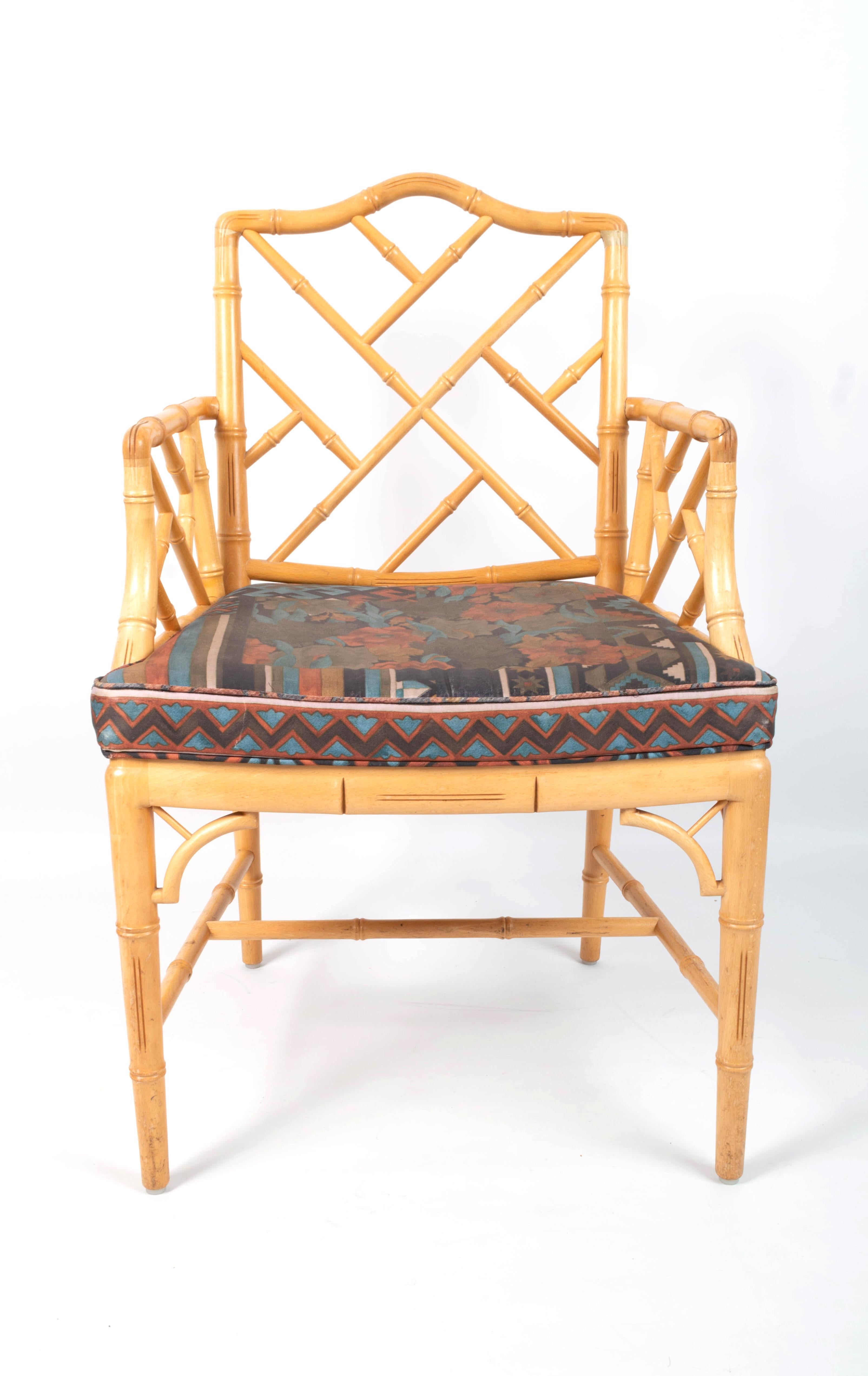 Pair of Mid Century Chippendale Style Faux Bamboo Armchairs, England, C.1970 For Sale 7