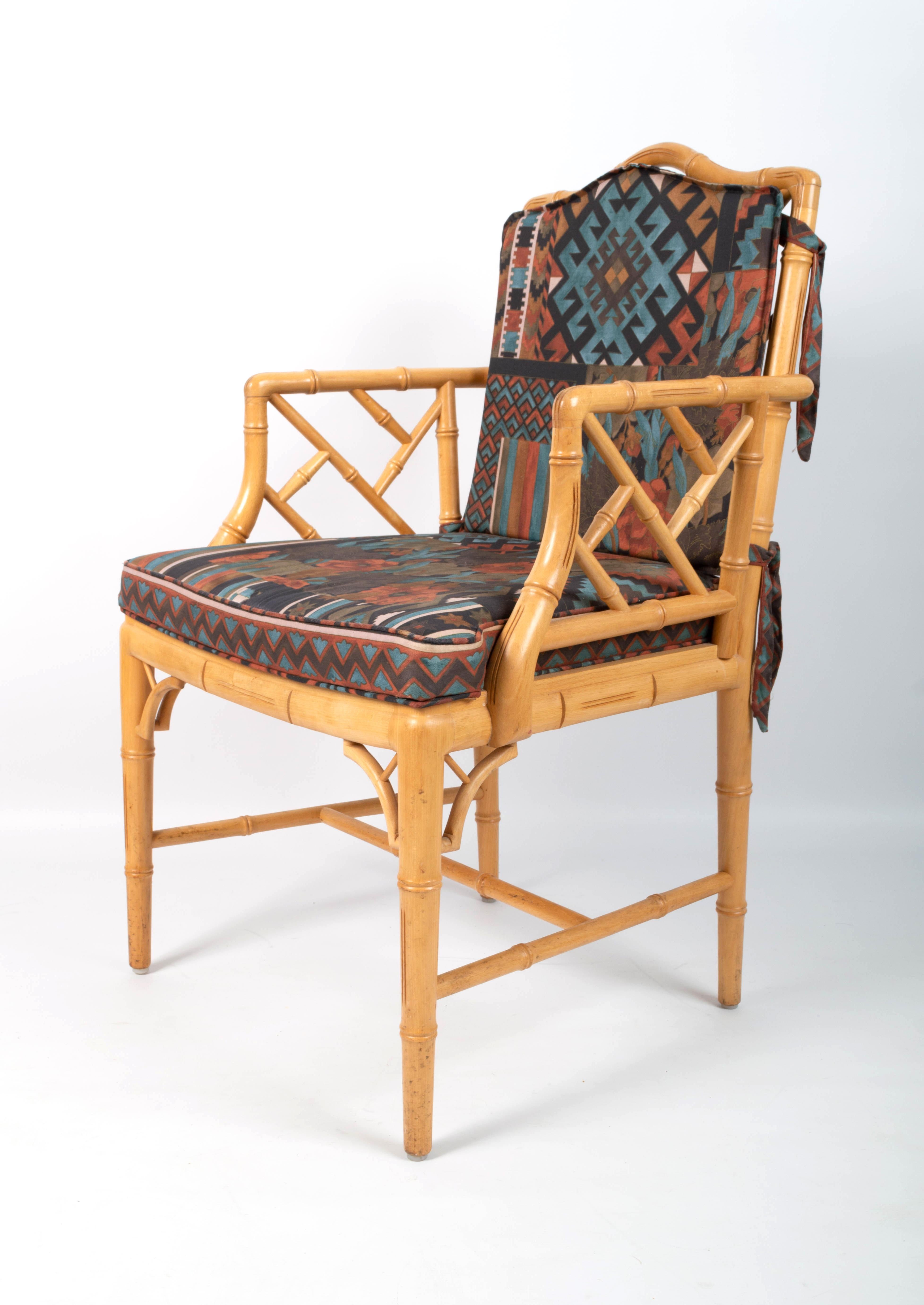 Pair of Mid Century Chippendale Style Faux Bamboo Armchairs, England, C.1970 In Good Condition For Sale In London, GB