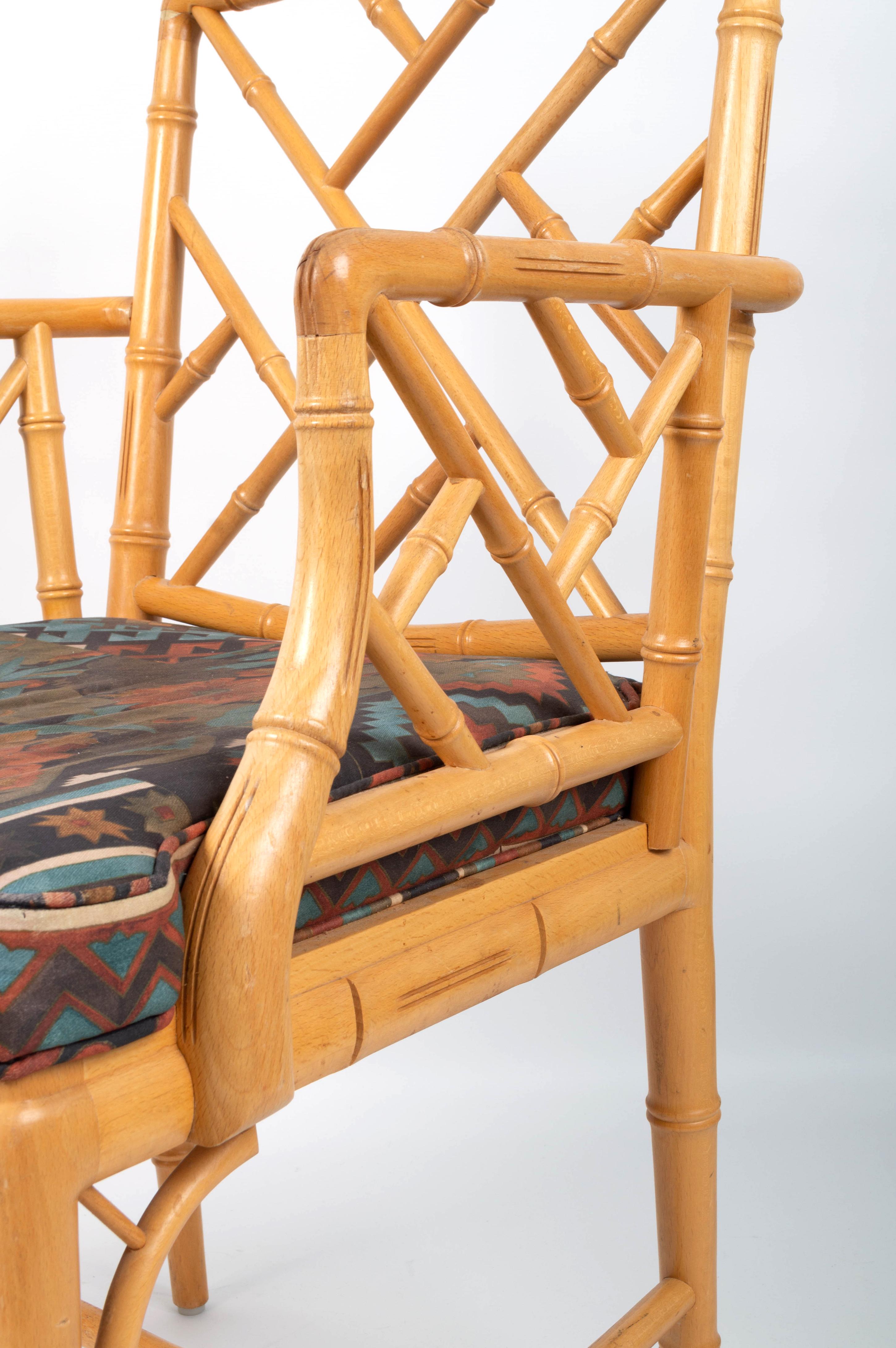 Pair of Mid Century Chippendale Style Faux Bamboo Armchairs, England, C.1970 For Sale 2