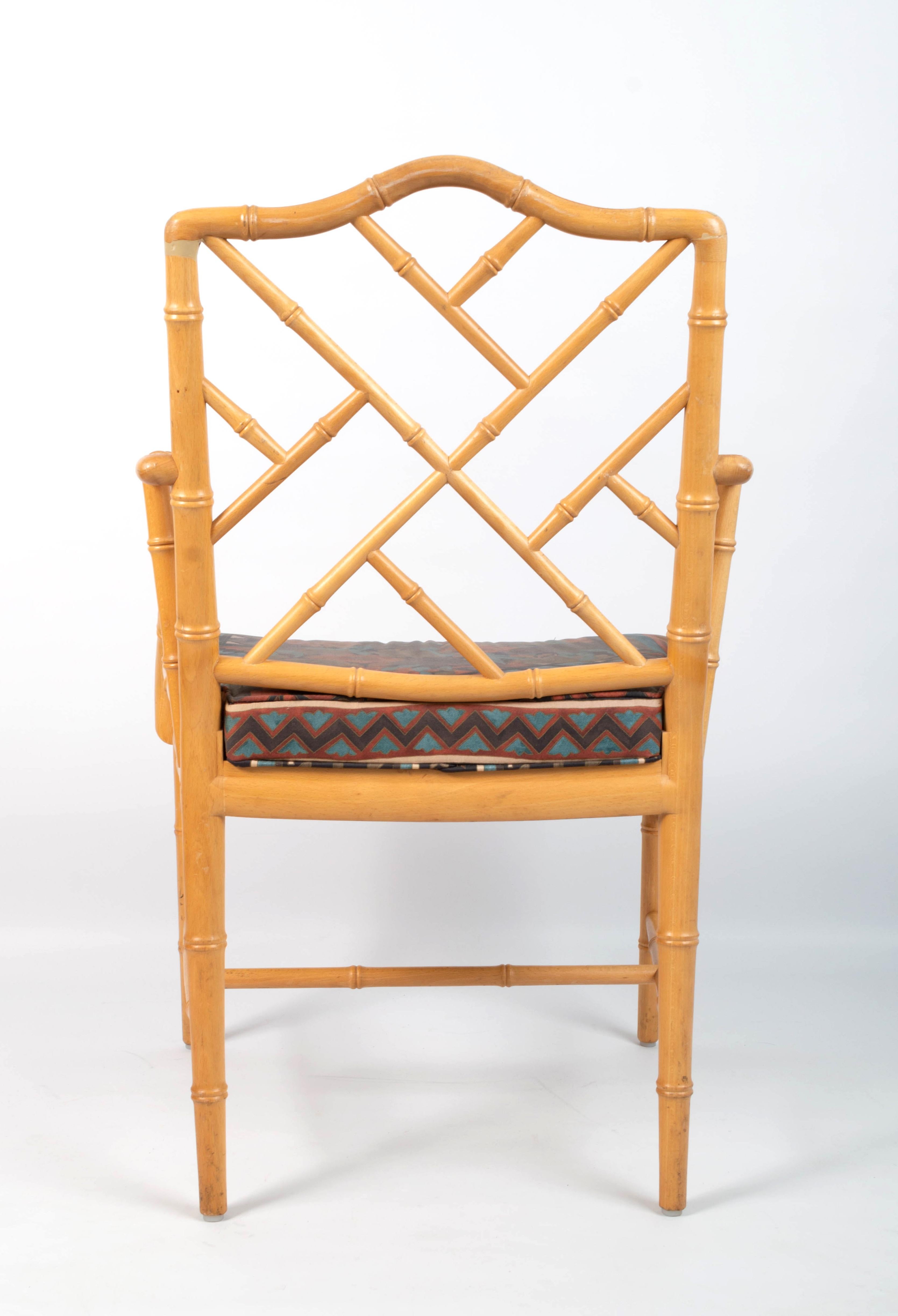 Pair of Mid Century Chippendale Style Faux Bamboo Armchairs, England, C.1970 For Sale 3