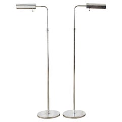 Pair of Mid-Century Chrome Adjustable Pharmacy Floor Lamps