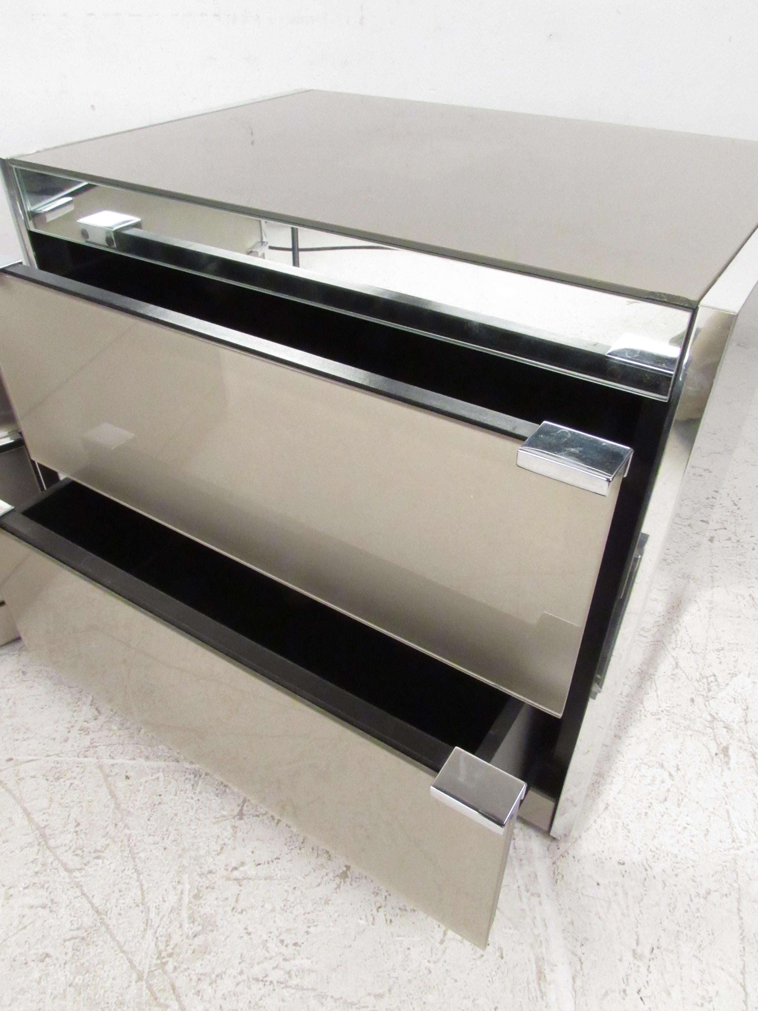 A stylish design that boasts two large drawers with unusual 