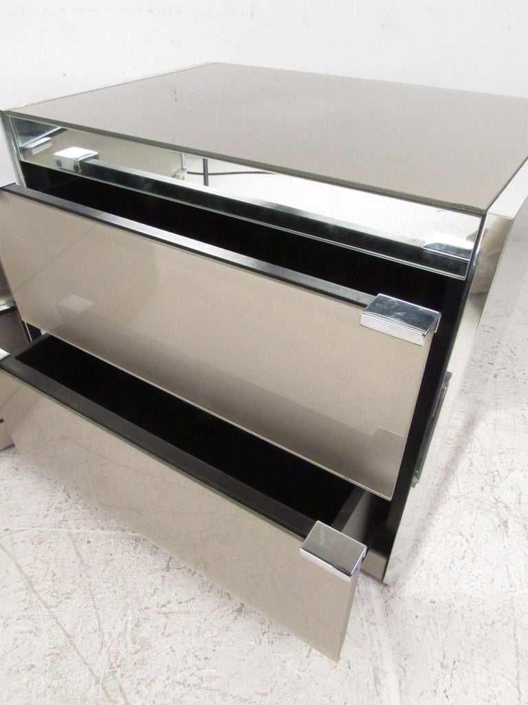 Pair of Midcentury Chrome and Glass Nightstands at 1stDibs chrome and