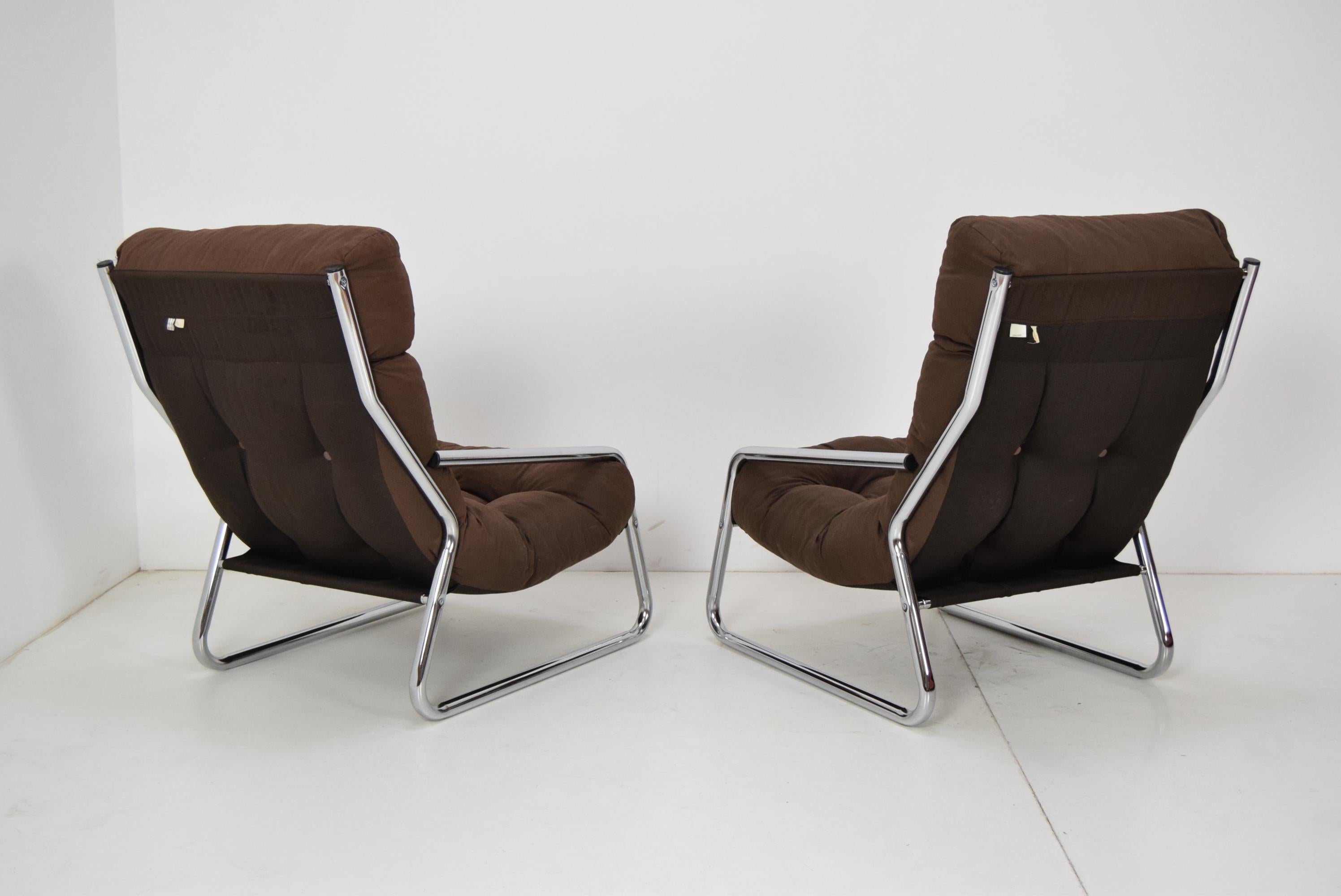 Mid-Century Modern Pair of Midcentury Chrome Armchairs, 1970s