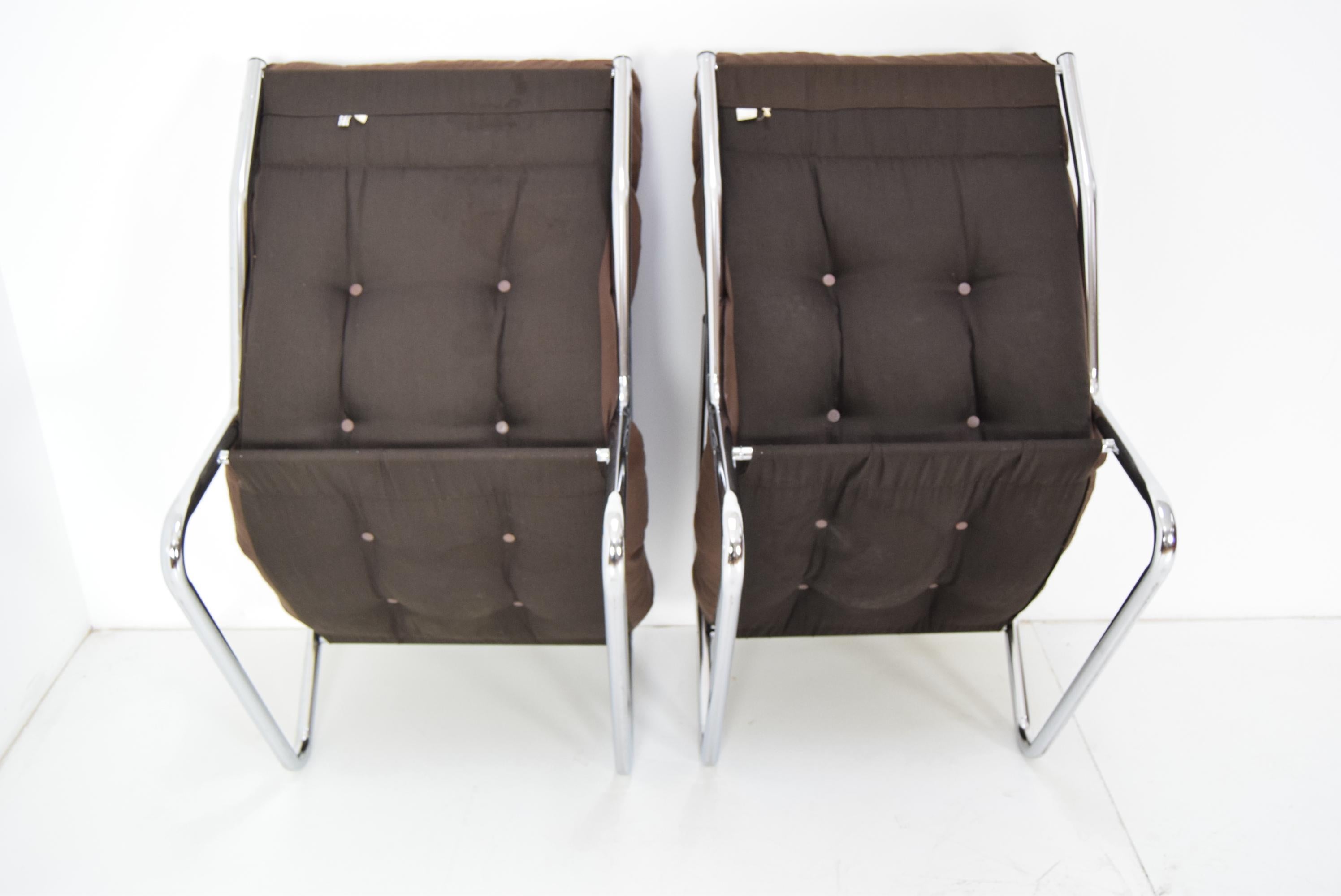 Pair of Midcentury Chrome Armchairs, 1970s 1