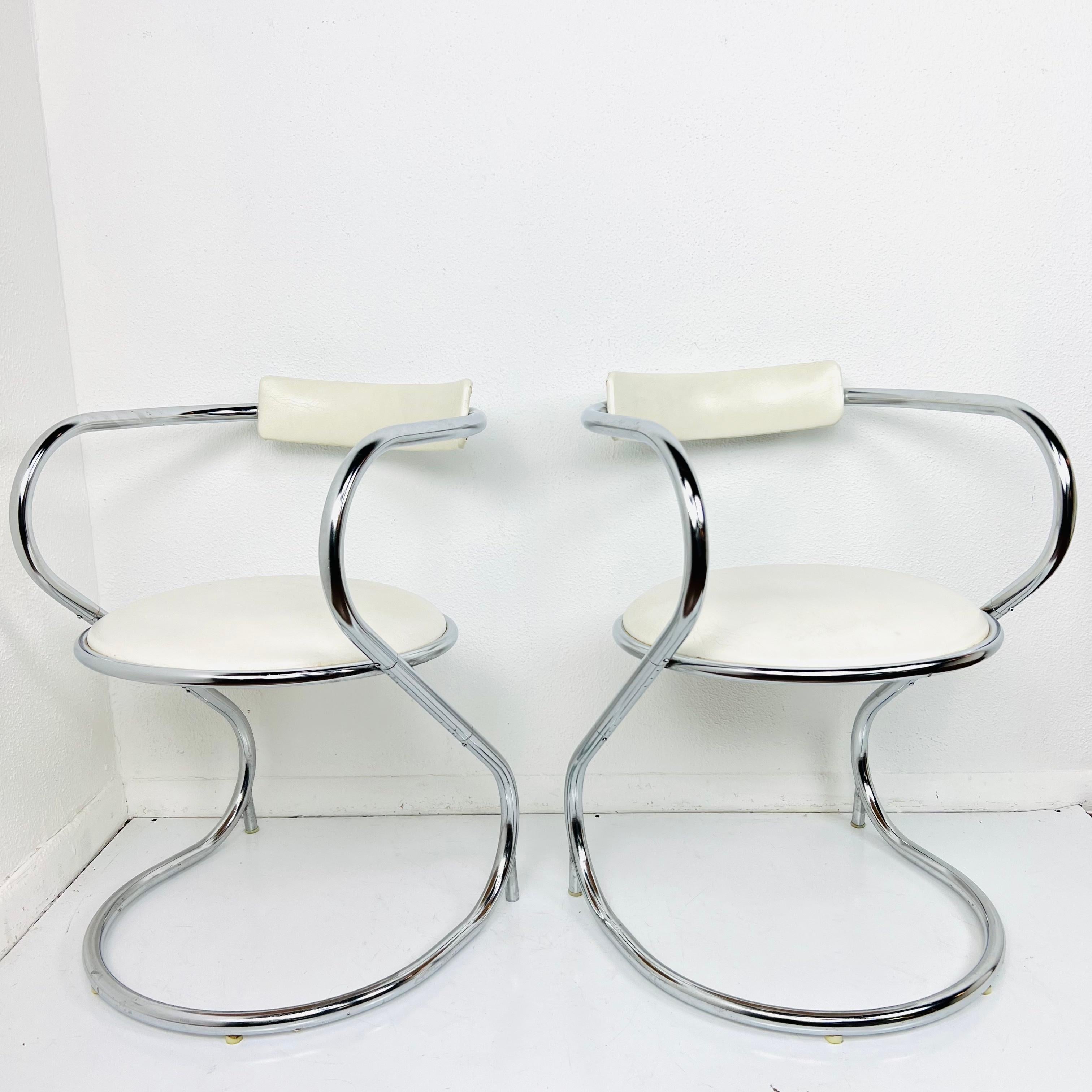 Pair of Midcentury Chrome Cantilever Chairs For Sale 2