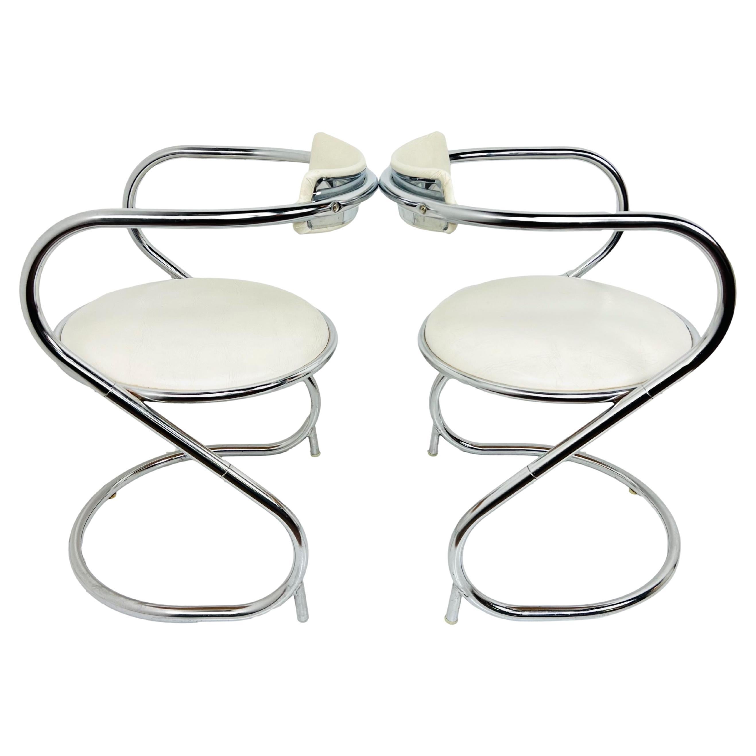 Pair of Midcentury Chrome Cantilever Chairs For Sale
