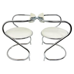 Pair of Midcentury Chrome Cantilever Chairs