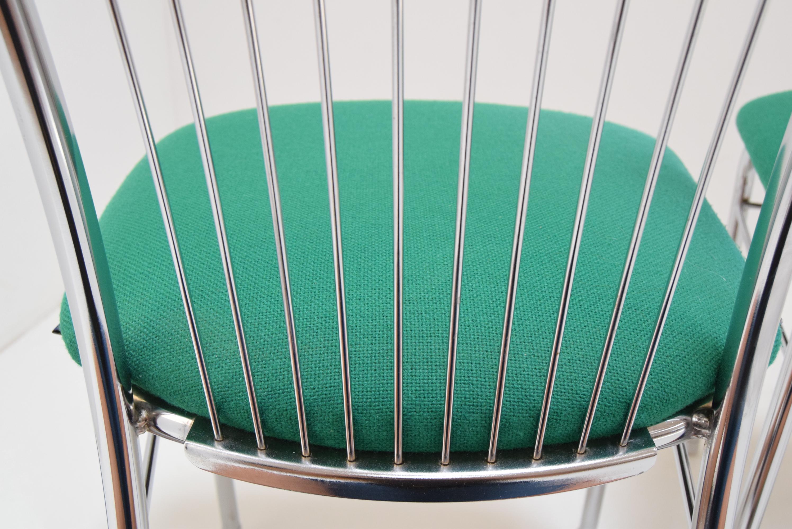 Fabric Pair of Mid-Century Chrome Chairs, Nowy Styl, circa 1980's For Sale