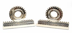Pair of Mid-Century Chrome Gear Bookends
